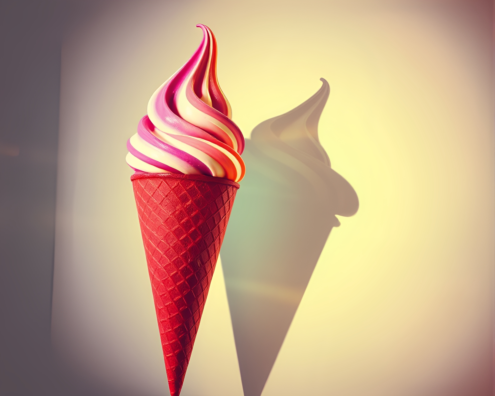 Futuristic Gelato Cone Double Exposure Illustration – free AI stock image