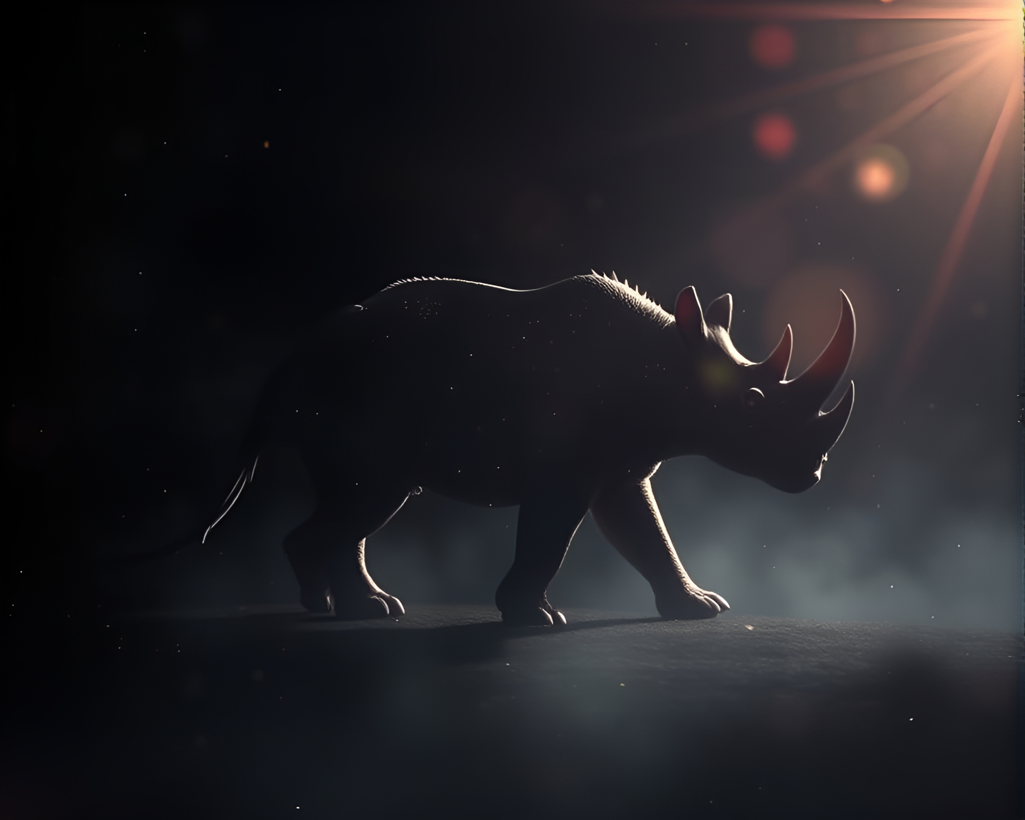 Rhinoceros Backscatter Flare in Medical Illustration Style – free AI stock image