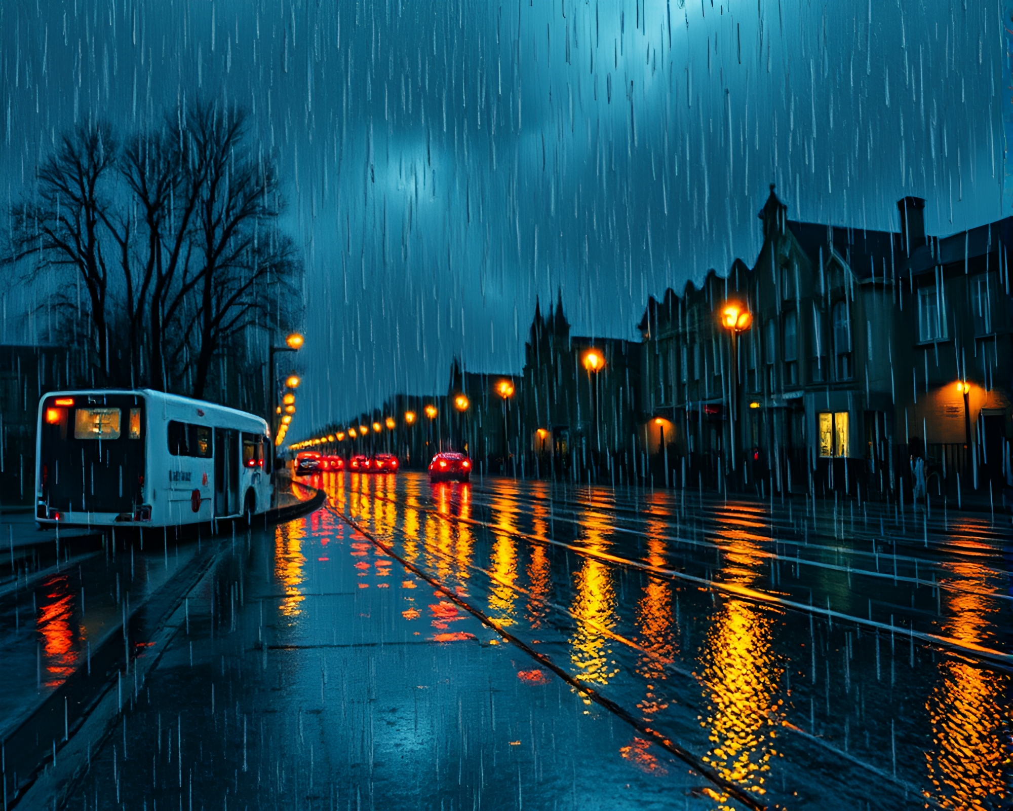Embroidered Cosmic Horror: Rainy Reflections – free AI stock image