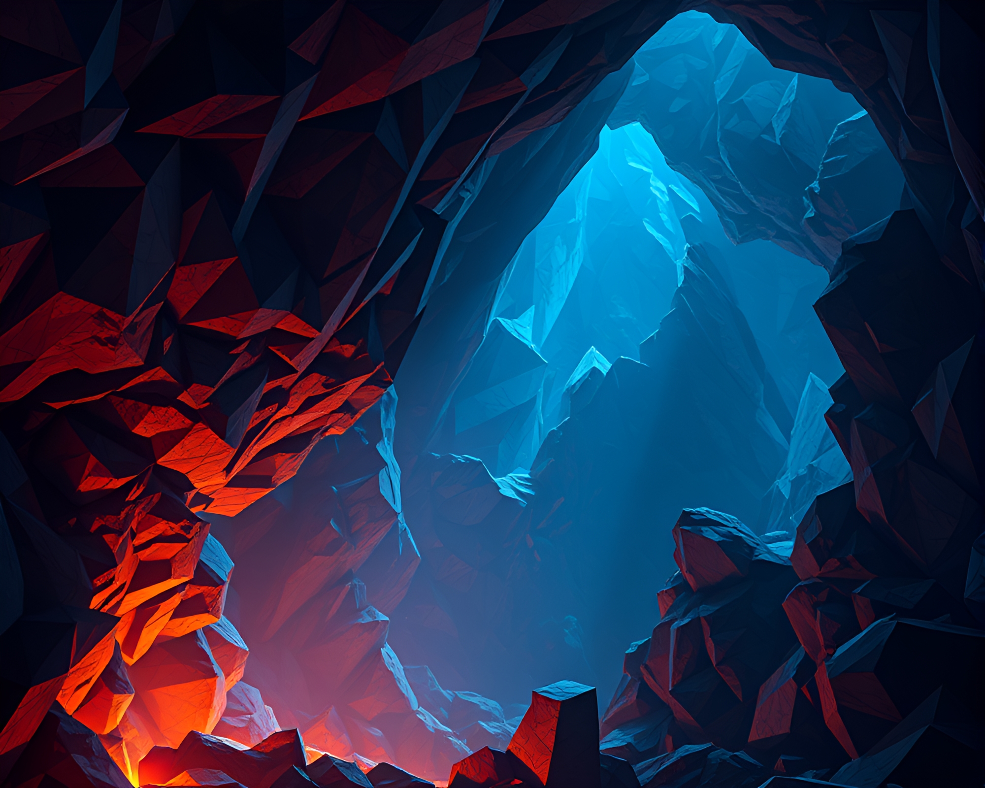 Hyper-Realistic Cave Painting Illuminated by Pixelated Light – free AI stock image