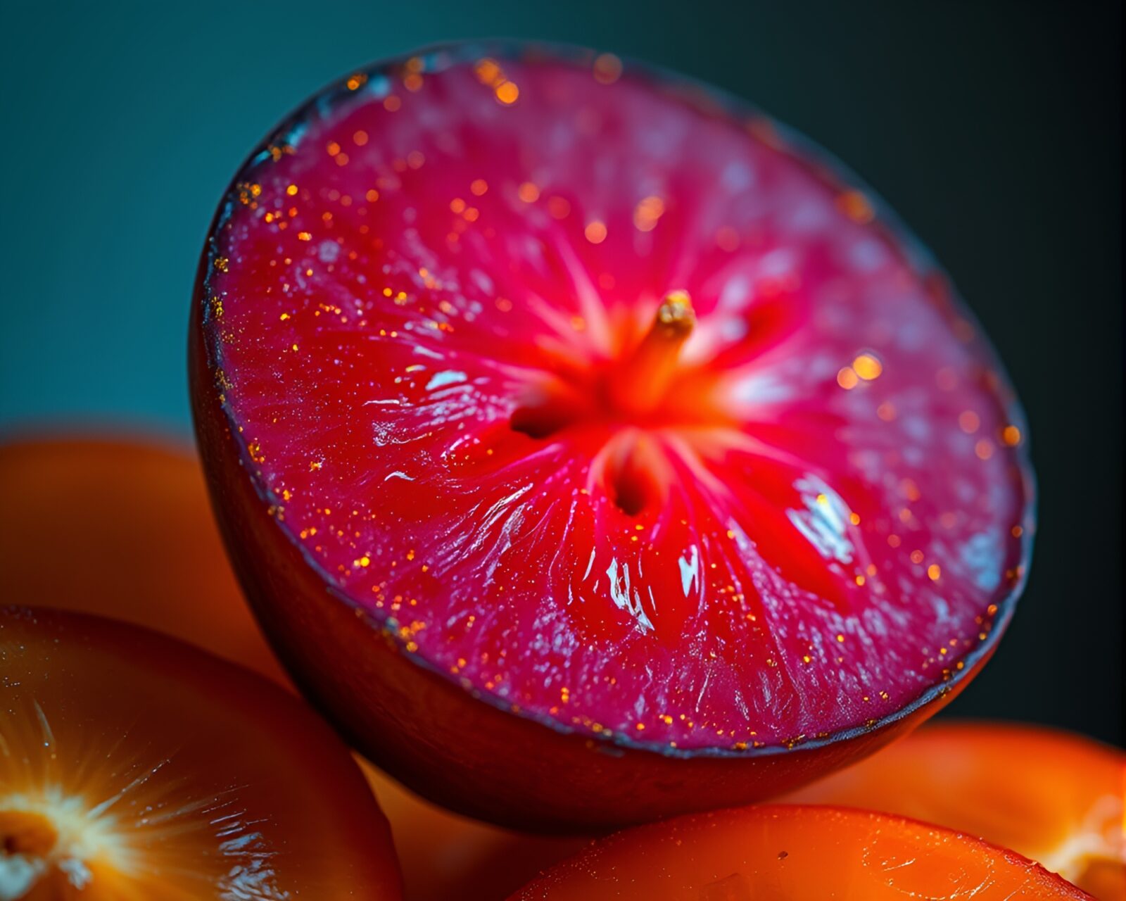Thermal image of a fruit tart with washed-out colors