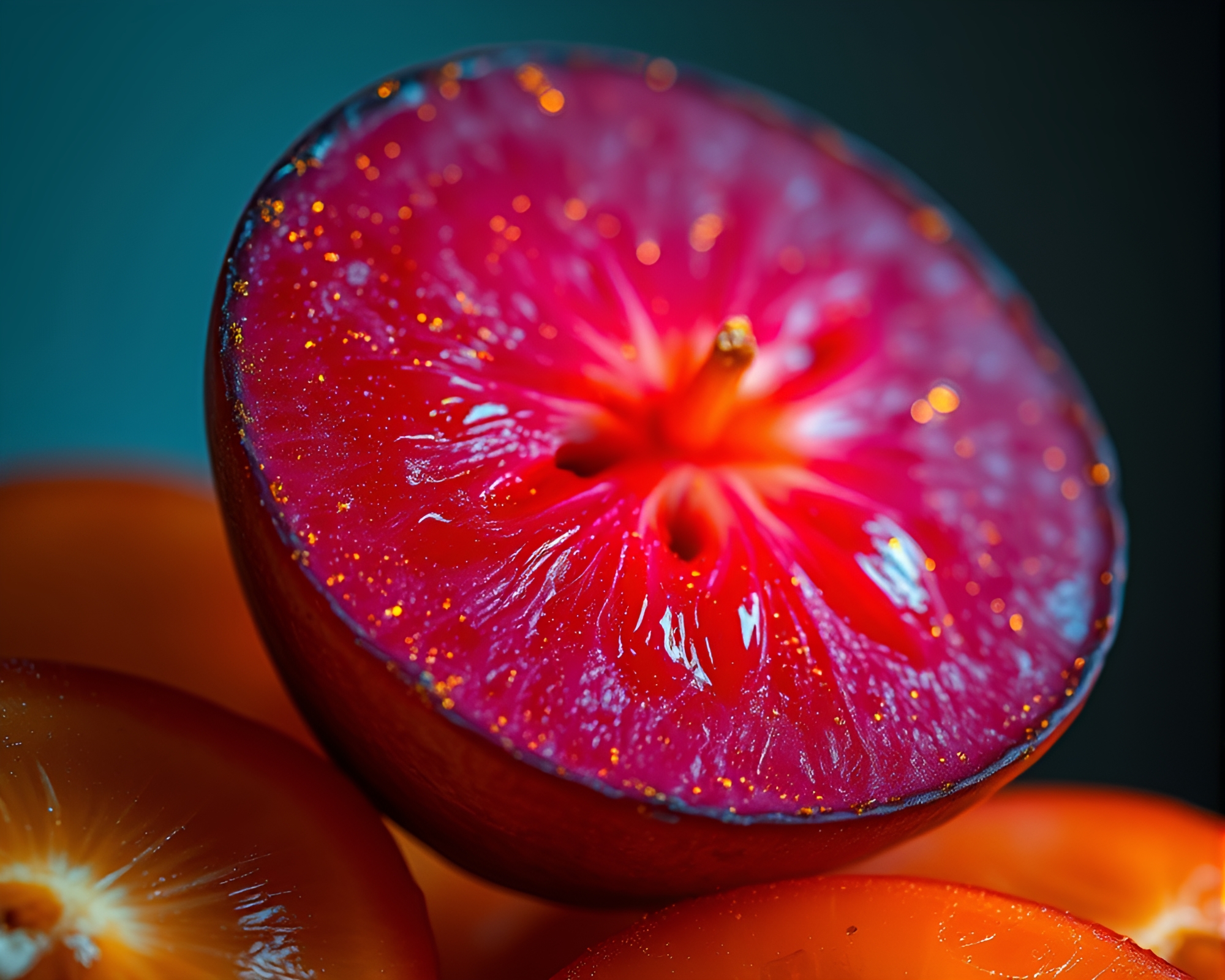 Ethereal Fruit Tart with Gilded Highlights – free AI stock image