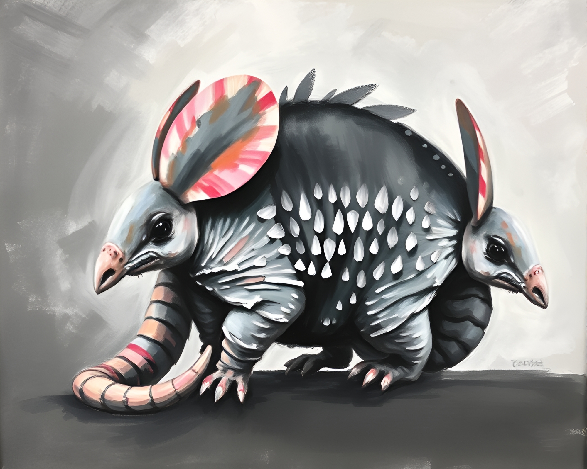 Pastel Impressions: Charcoal Armadillo in Soft Tones – free AI stock image