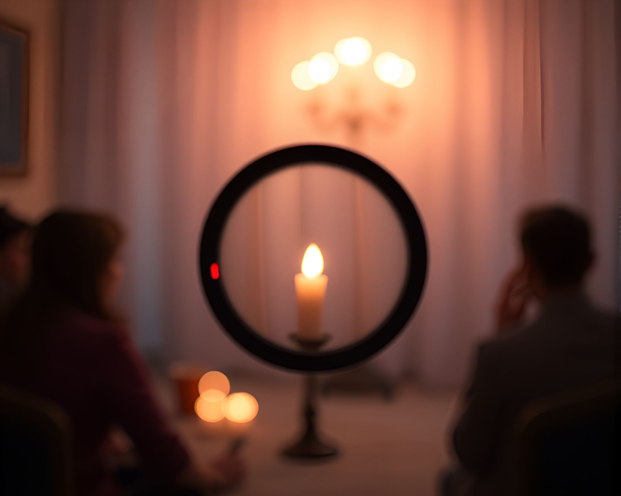 Retro Android Candlelit Scene with Split Focus Diopter – free AI stock image
