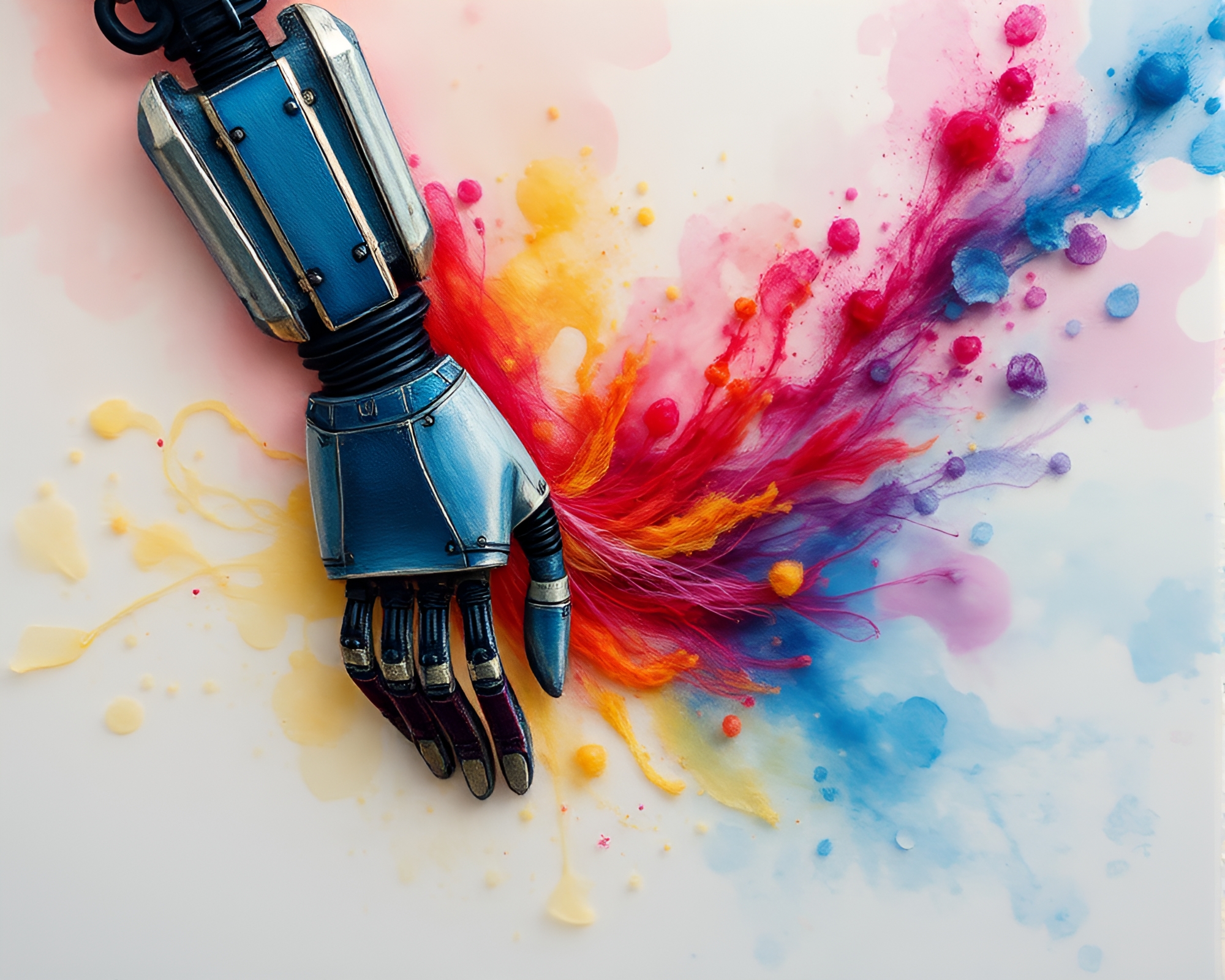 Robotic Arm Embroidered in Hazy Tempera Painting – free AI stock image