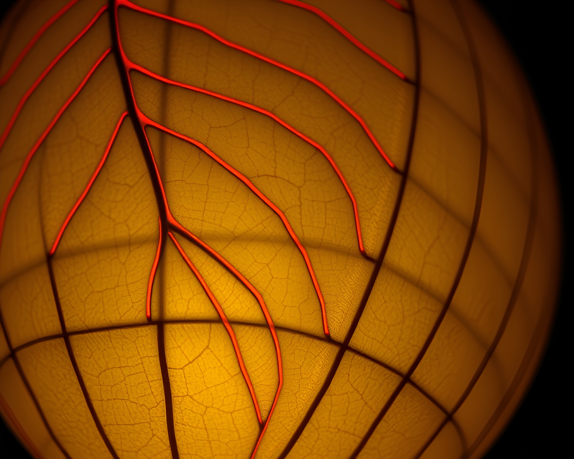 Intricate Leaf Vein Paper Lantern Glow – free AI stock image