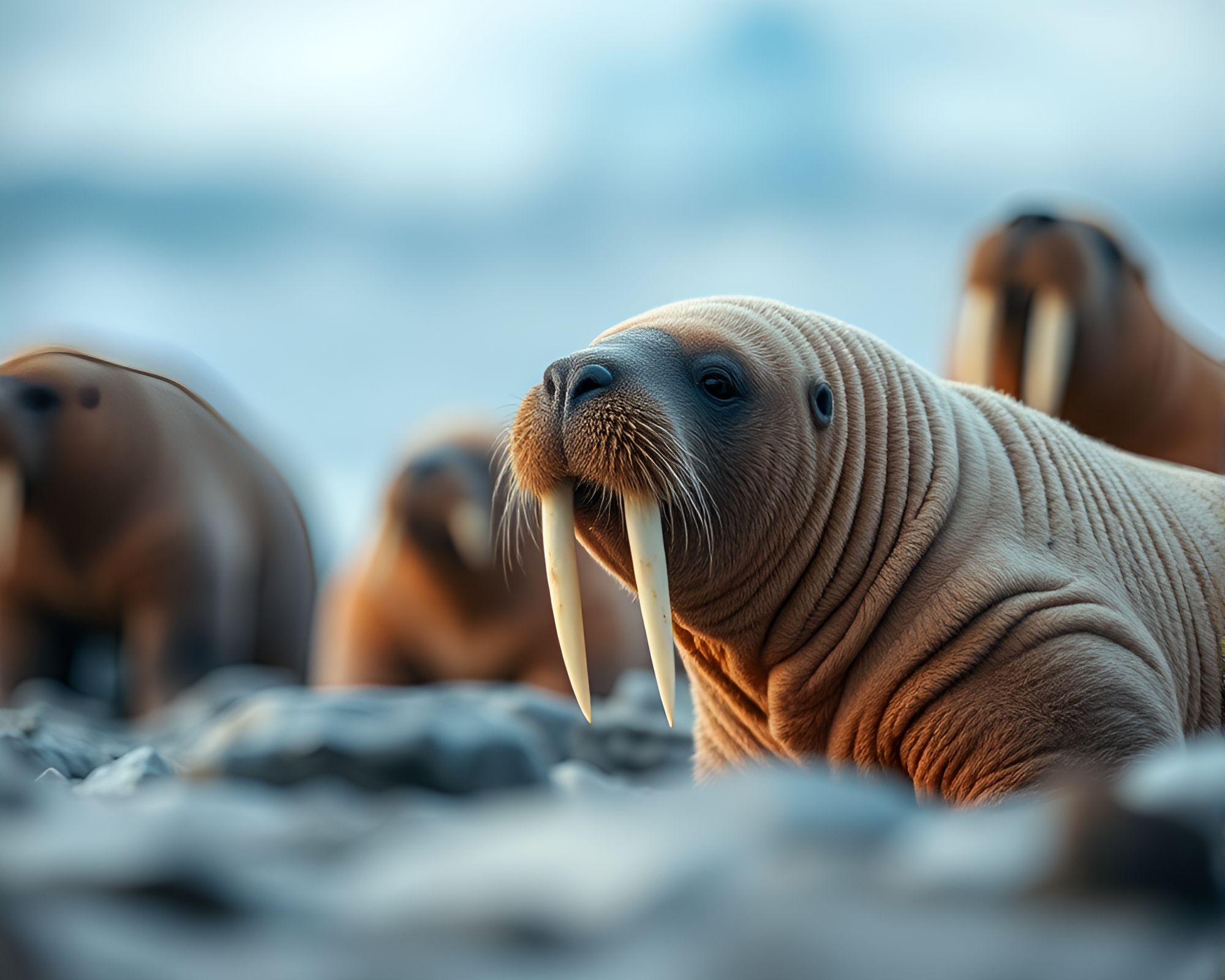 Majestic Tilt-Shift Arctic Walrus Photography – free AI stock image