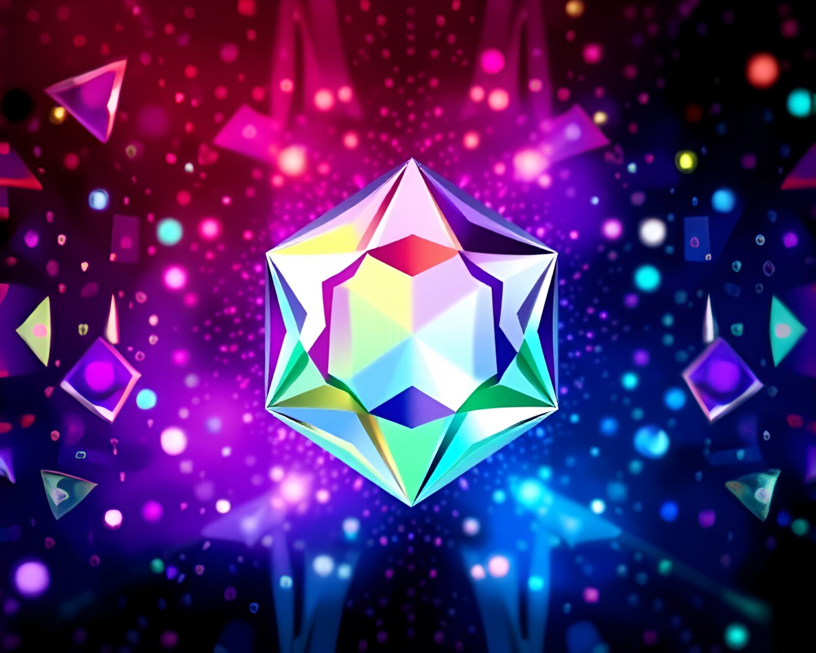 Vibrant optical illusion in anime style with halftone patterns