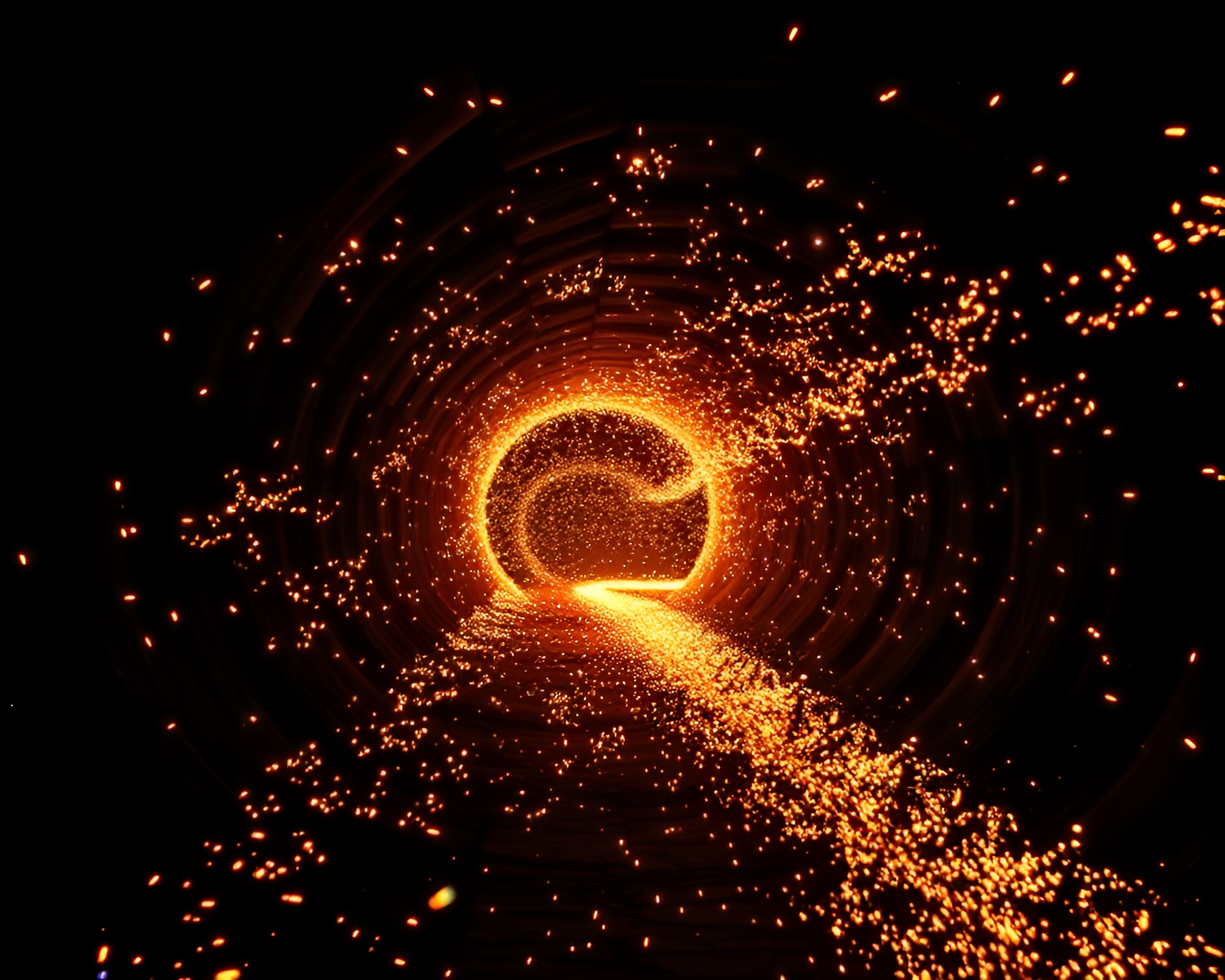Pixelated Sparkler Trails in Underground Bunker – free AI stock image