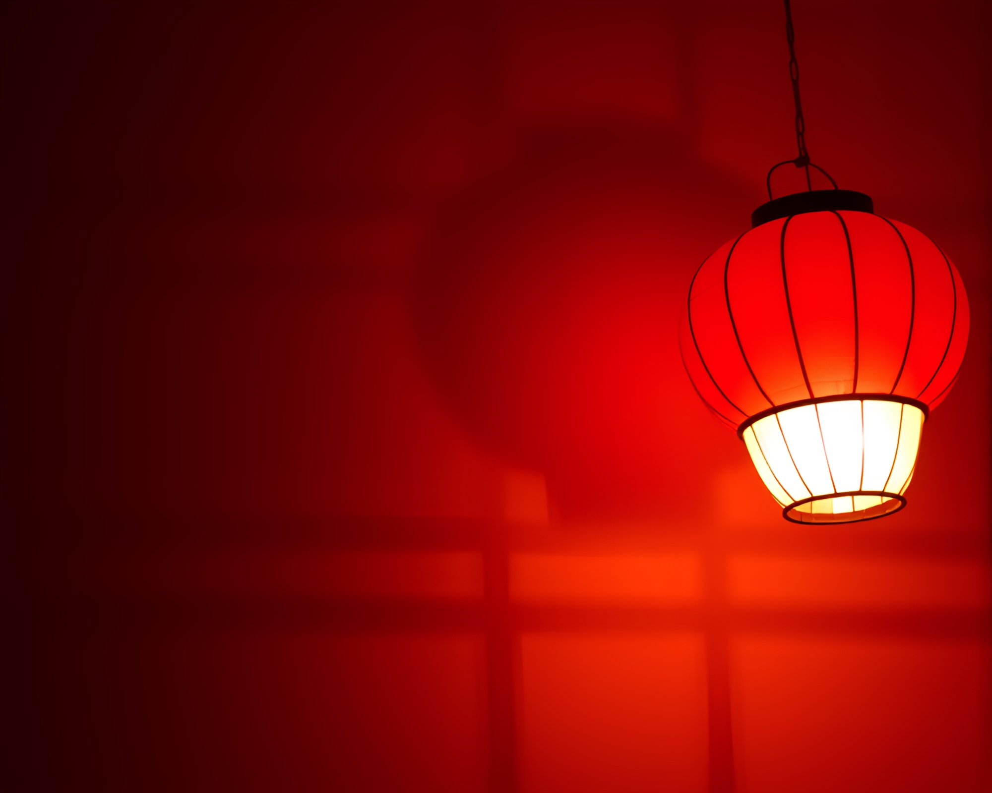 Enchanting Paper Lantern Shadow Silhouette in Neon Torchlight Glow – free AI stock image