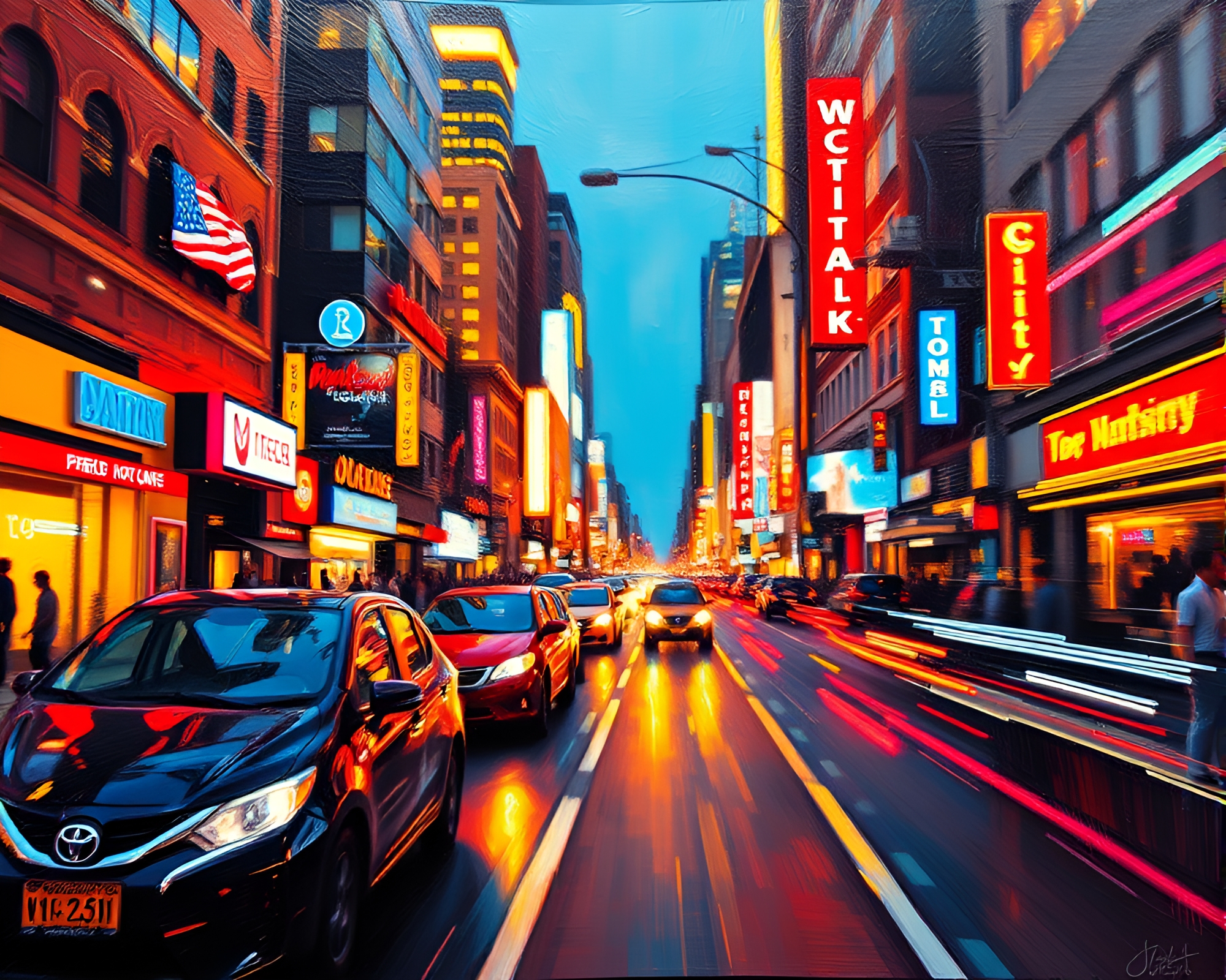 Surreal Cityscape with Neon Cable Car – free AI stock image