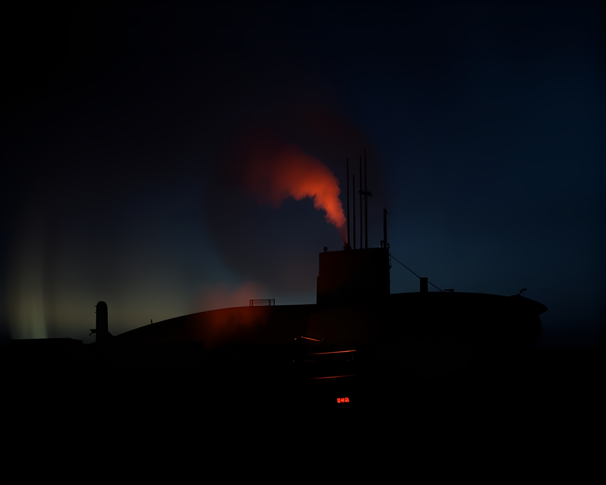 Mystical Candlelit Submarine Silhouette in Rim Light – free AI stock image