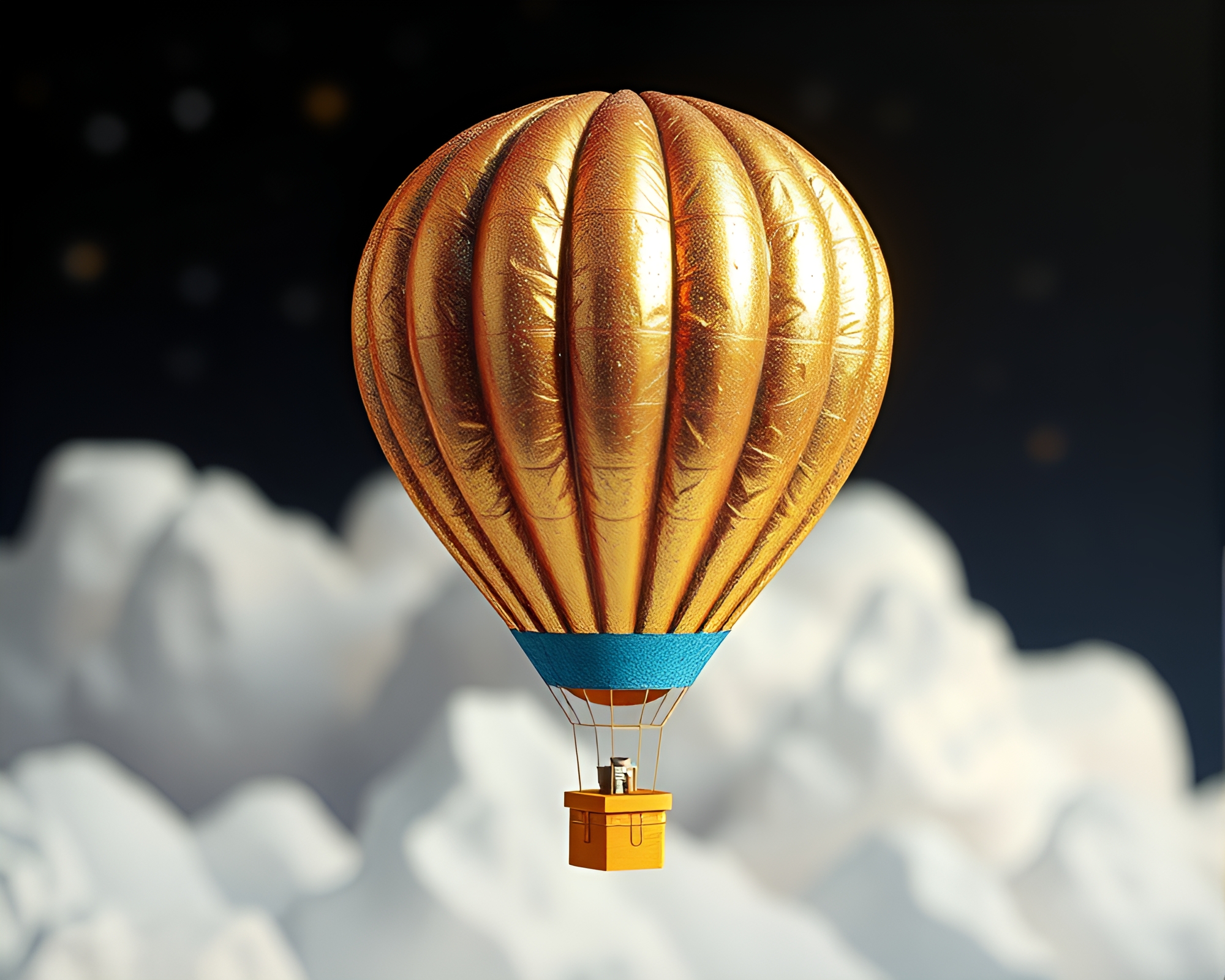 Impasto Hot Air Balloon Sparkle Flight – free AI stock image