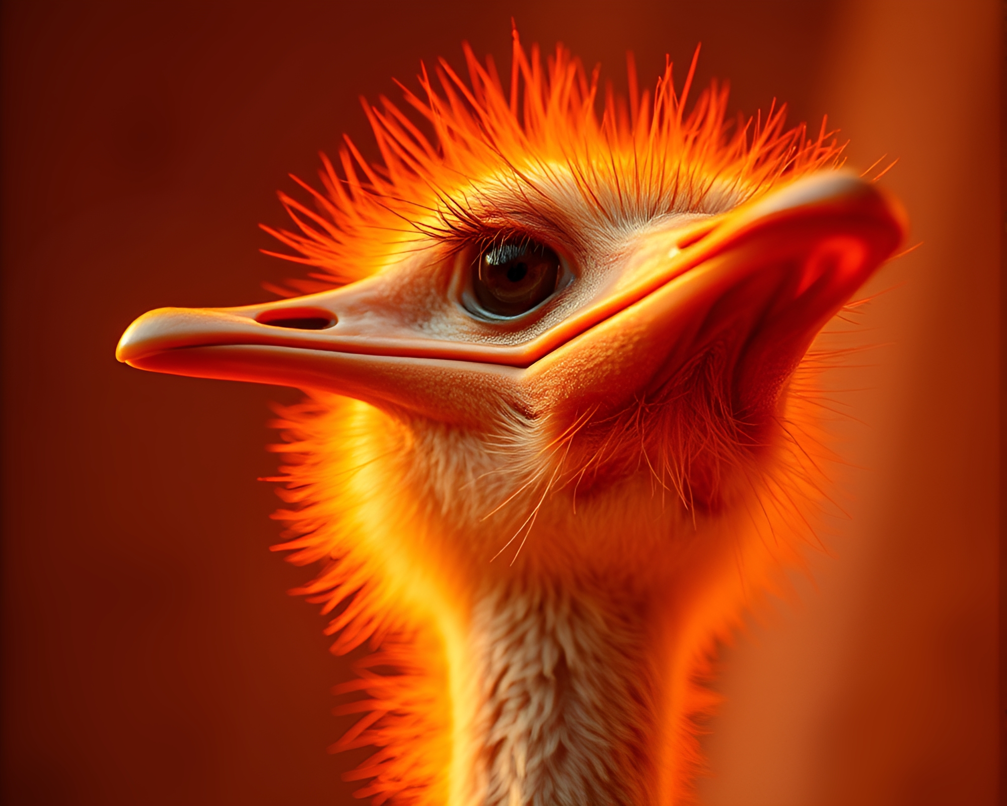 Divisionist Ostrich Amid Digital Noise – free AI stock image