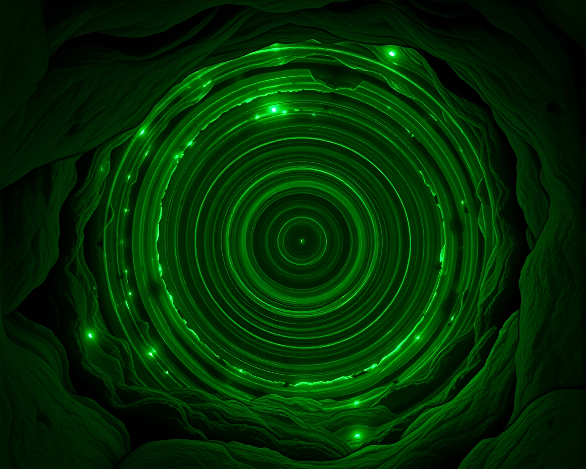 Emerald Cave: Ancient Circle Painting – free AI stock image