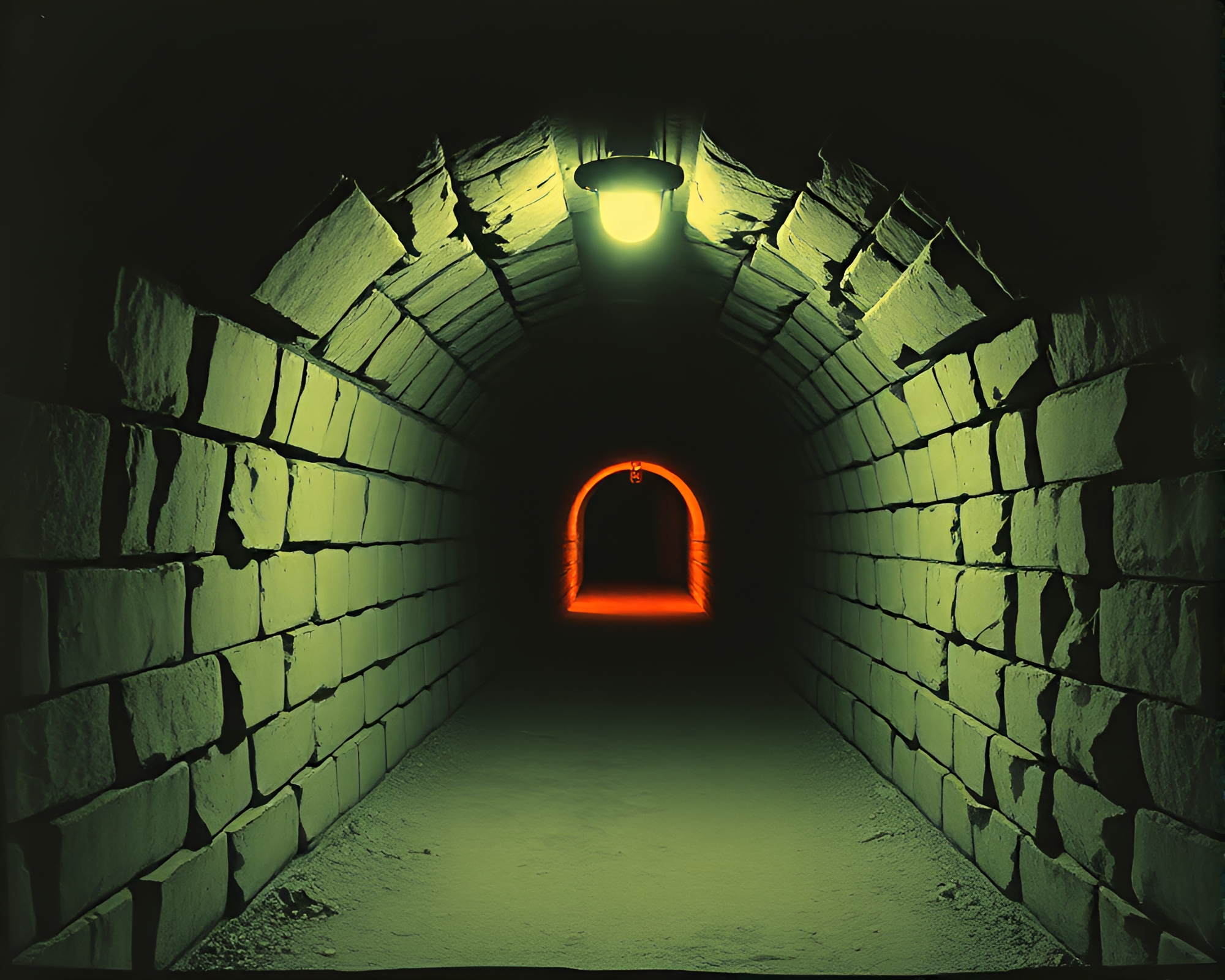 Eerie Underground Bunker with Linocut Print Style – free AI stock image