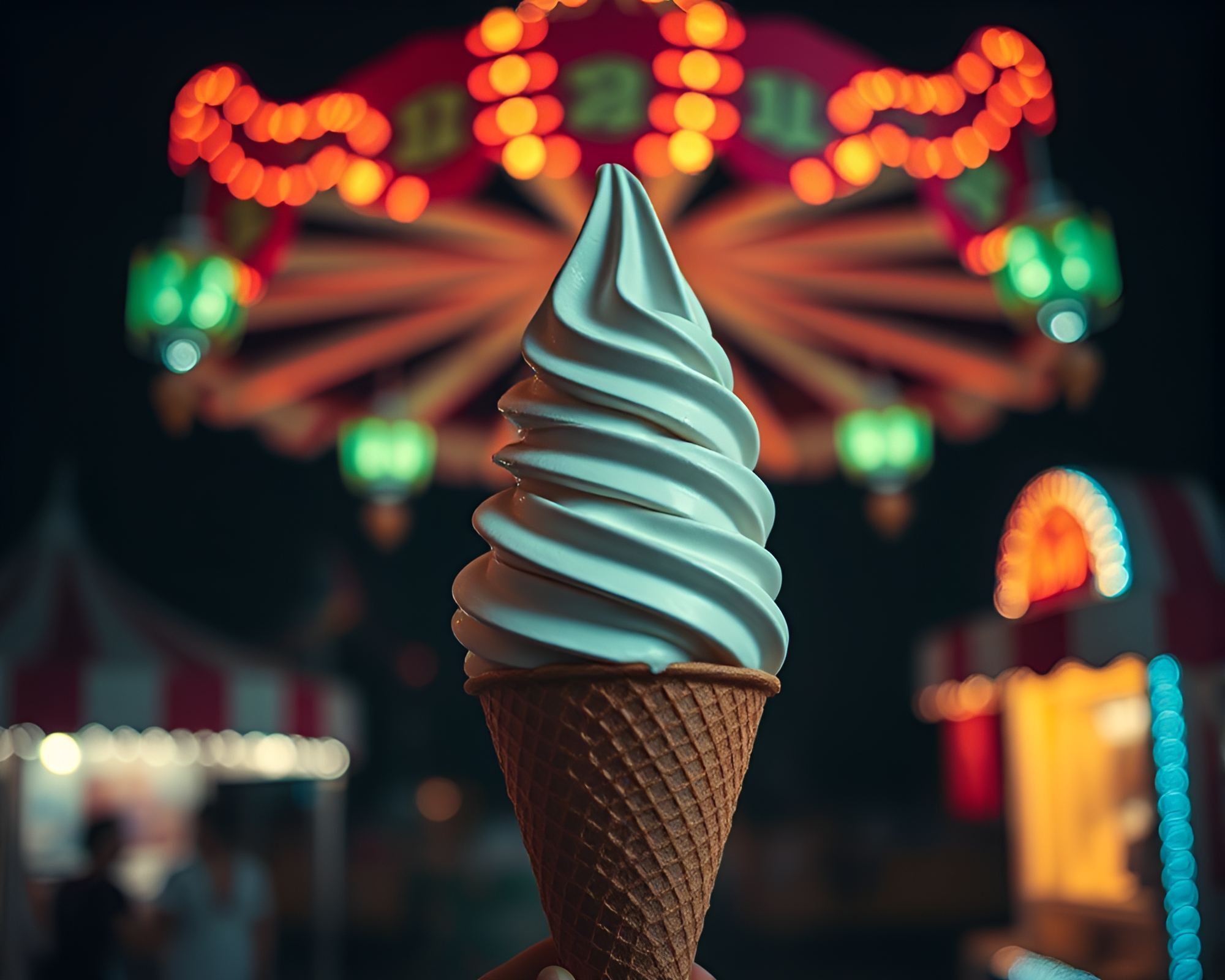 Gelato Cone Carousel at Carnival Night – free AI stock image