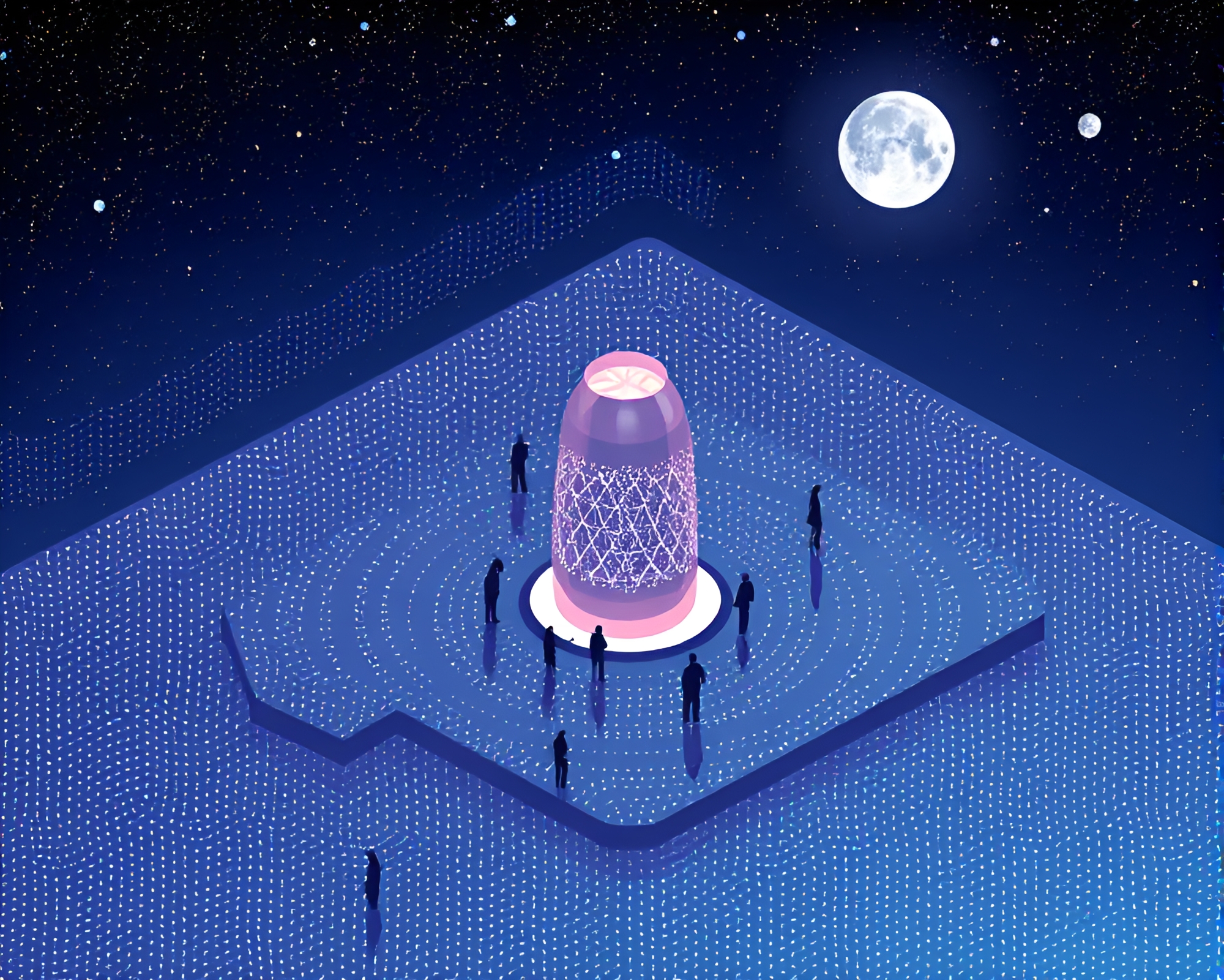 Isometric Mirror Maze Illustration at Polar Twilight – free AI stock image