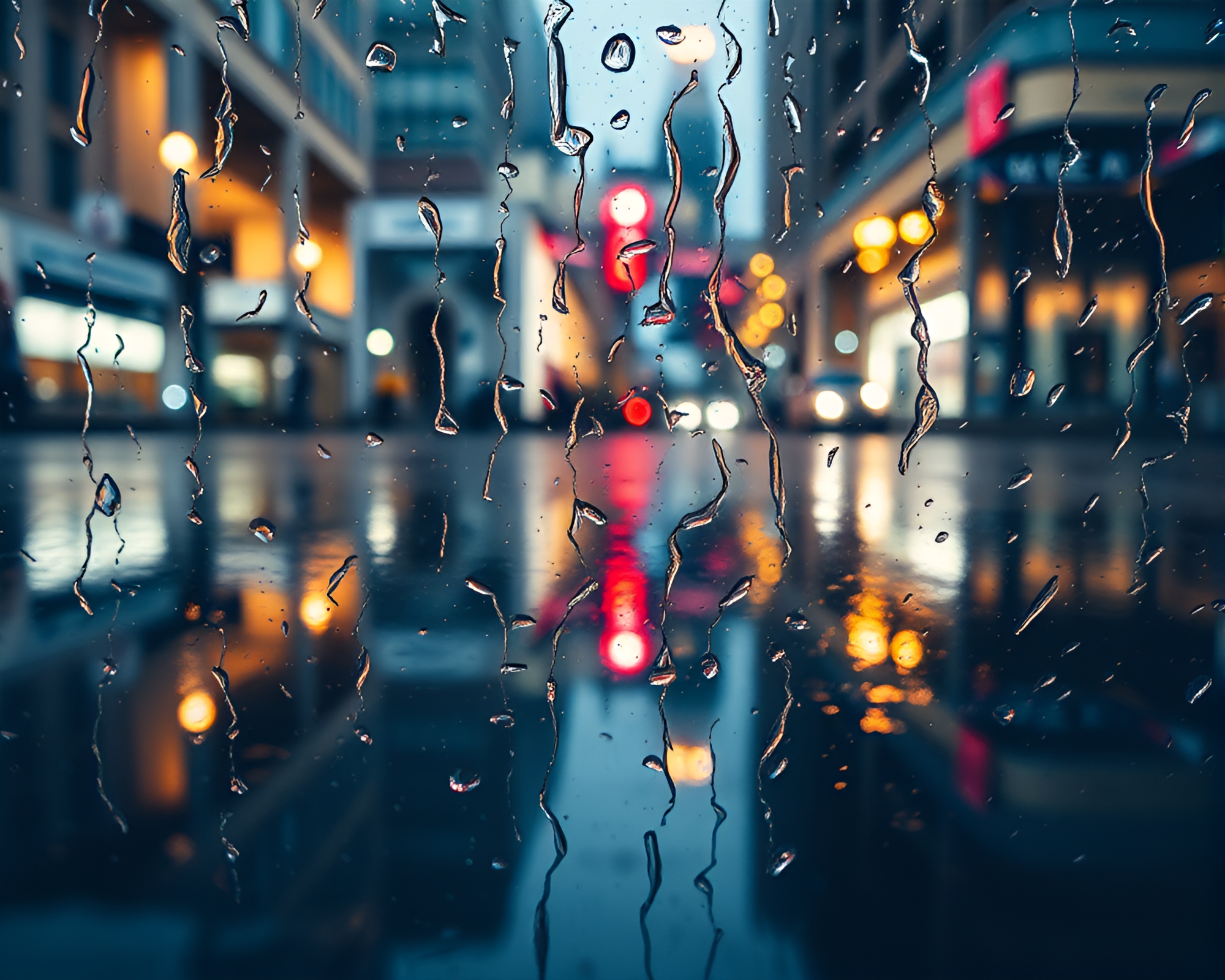 Surreal Geometric Rainy Reflections – free AI stock image