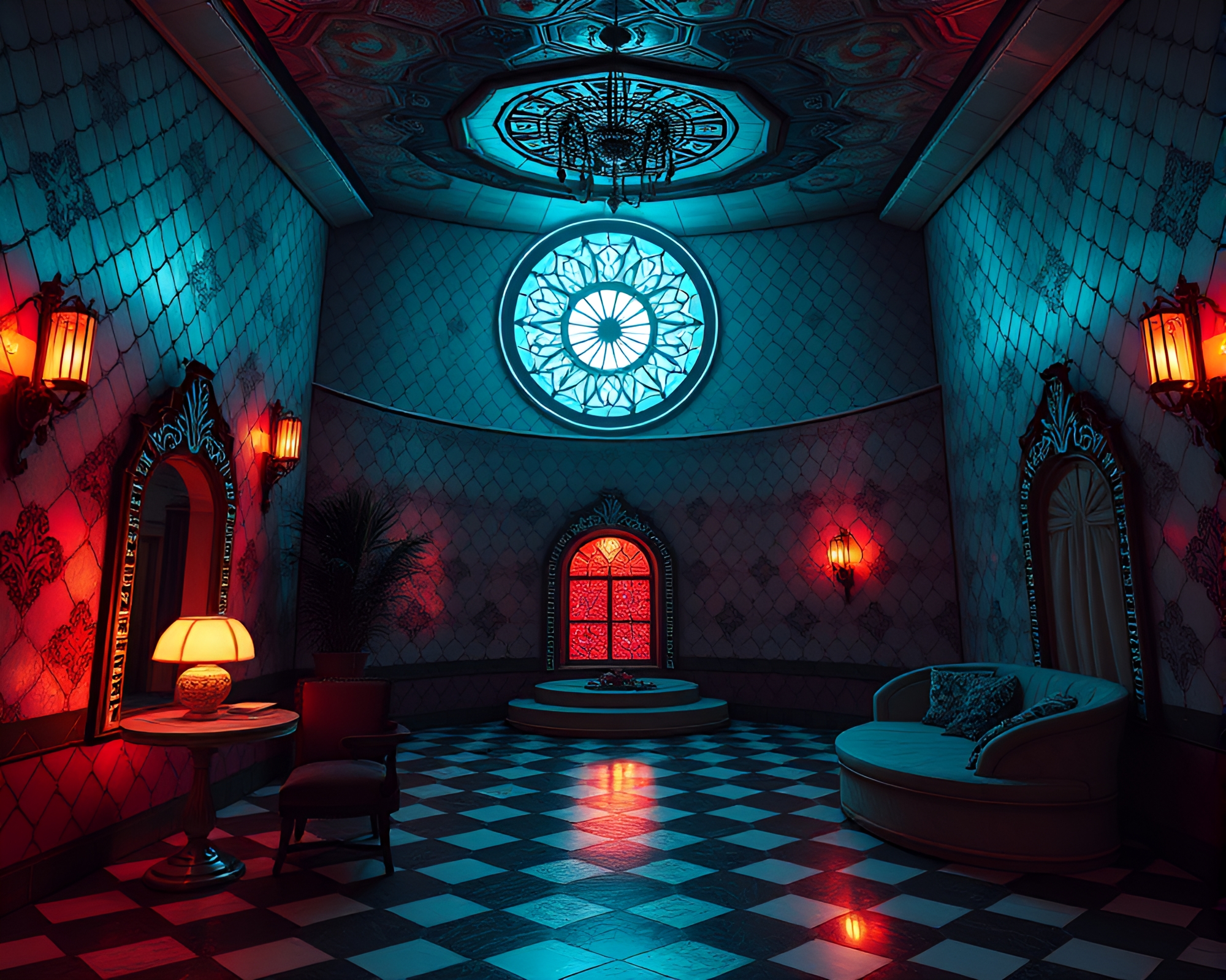 Art Deco Hotel Elegance in Sorcery Glow – free AI stock image
