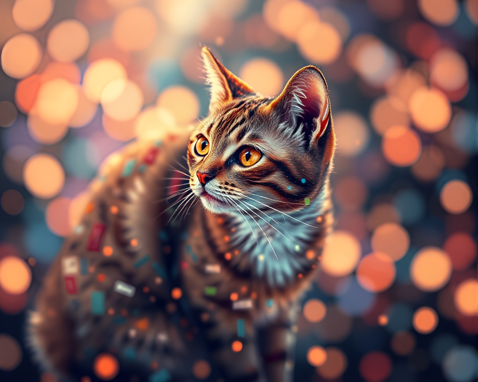 Schrodinger’s Mosaic: Bokeh Isometric Illustration – free AI stock image