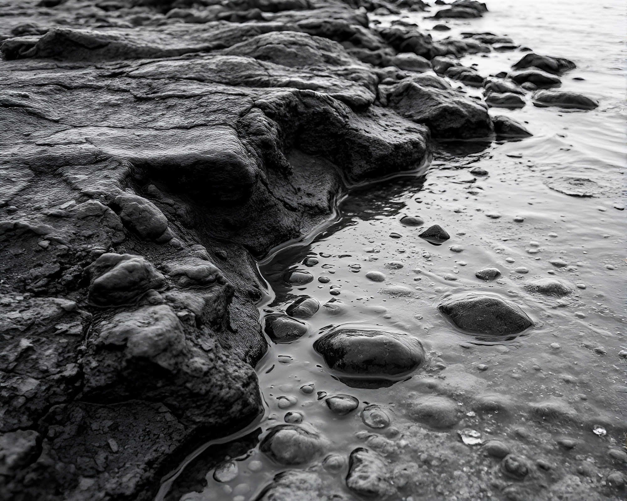 Misty Water Droplets on Coastal Rocks – free AI stock image