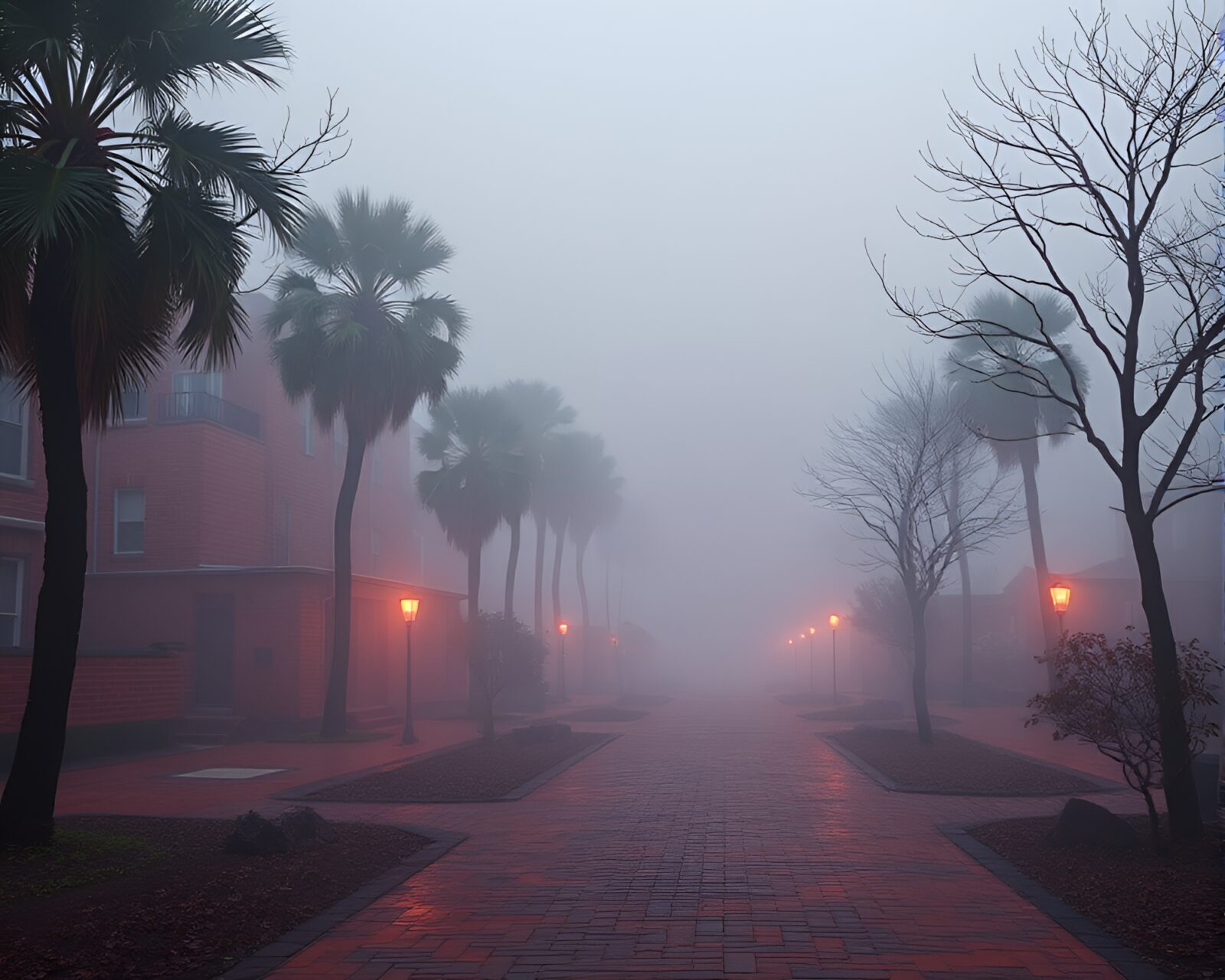 Majestic Savannah in atmospheric fog with brick red tones