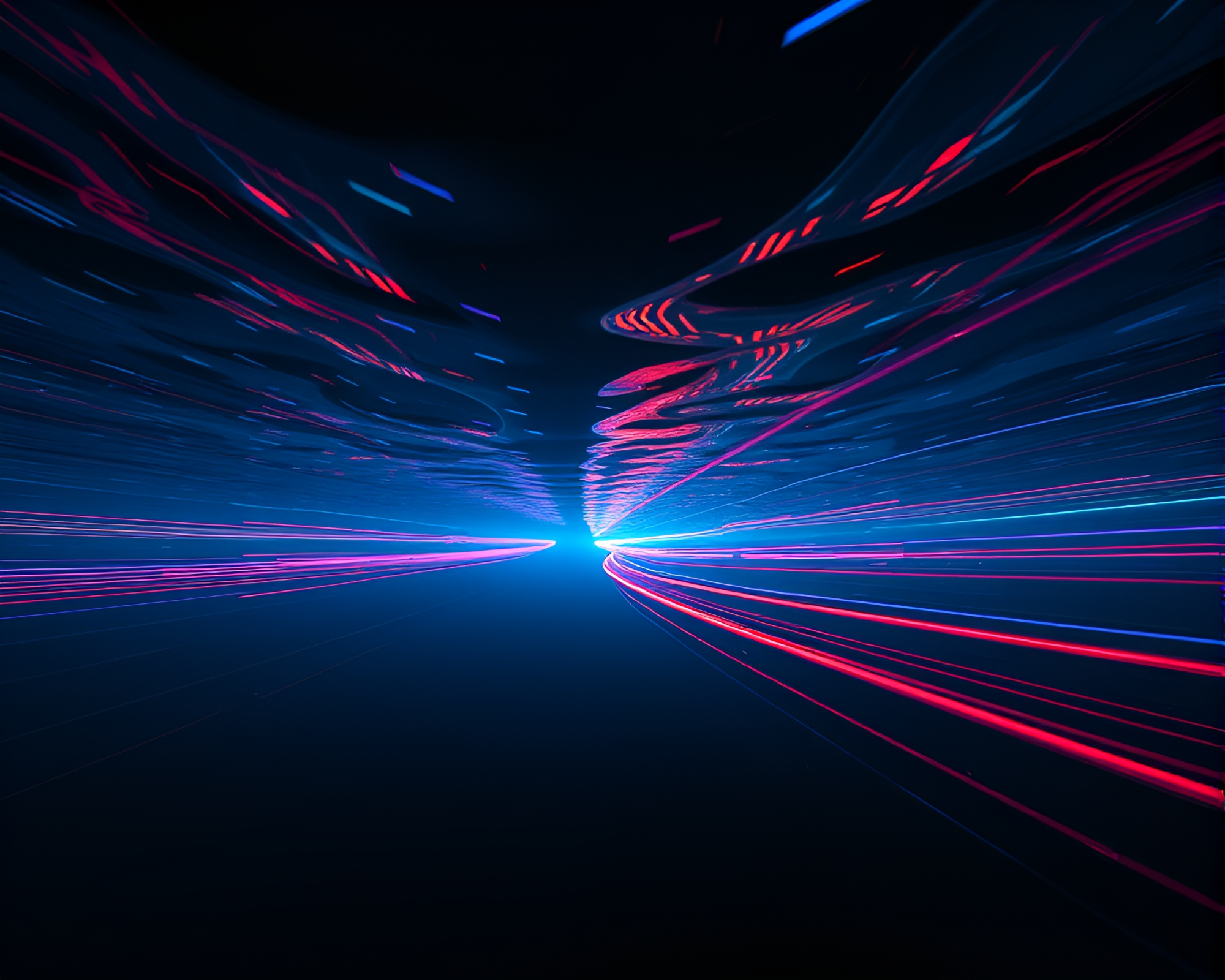 Surreal Underwater Submarine Light Trails Art – free AI stock image
