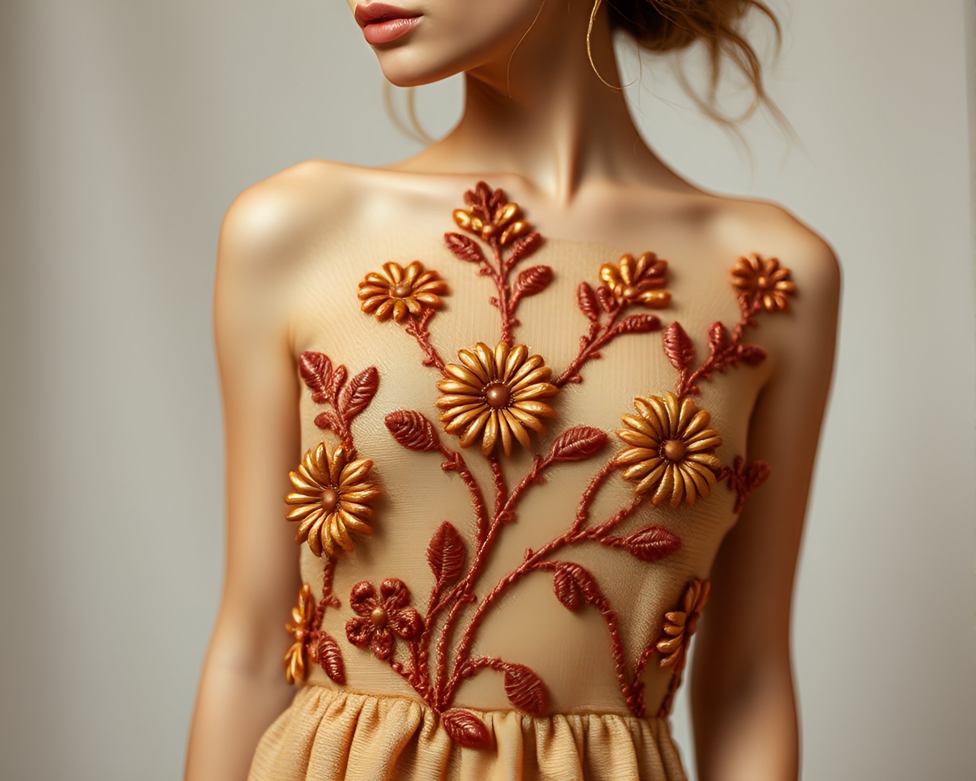 Synthwave Savannah: Embroidered Earth Tones – free AI stock image