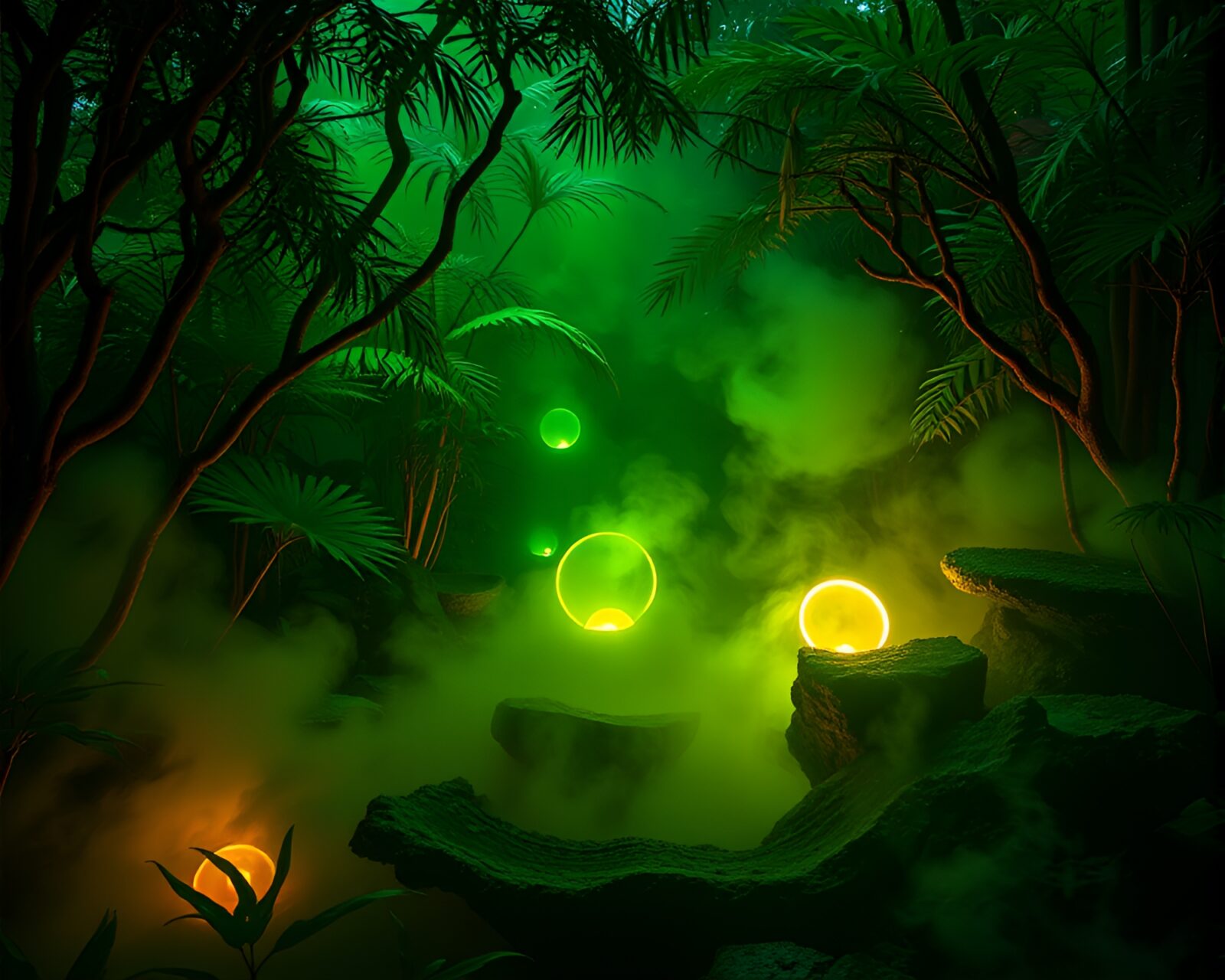 A mesmerizing LED light art display in Zen garden.
