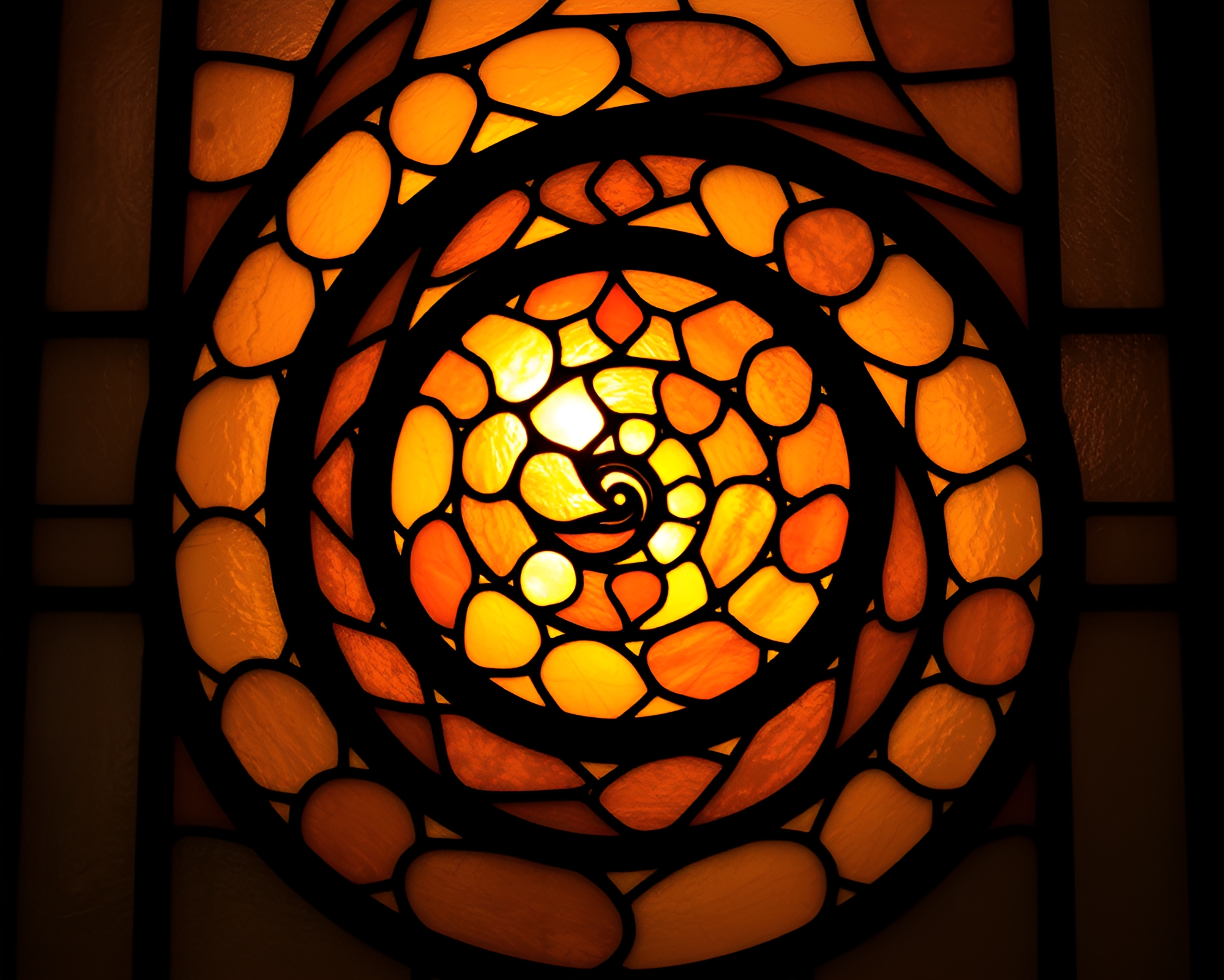 Enchanting Stained-Glass Spiral Illumination – free AI stock image