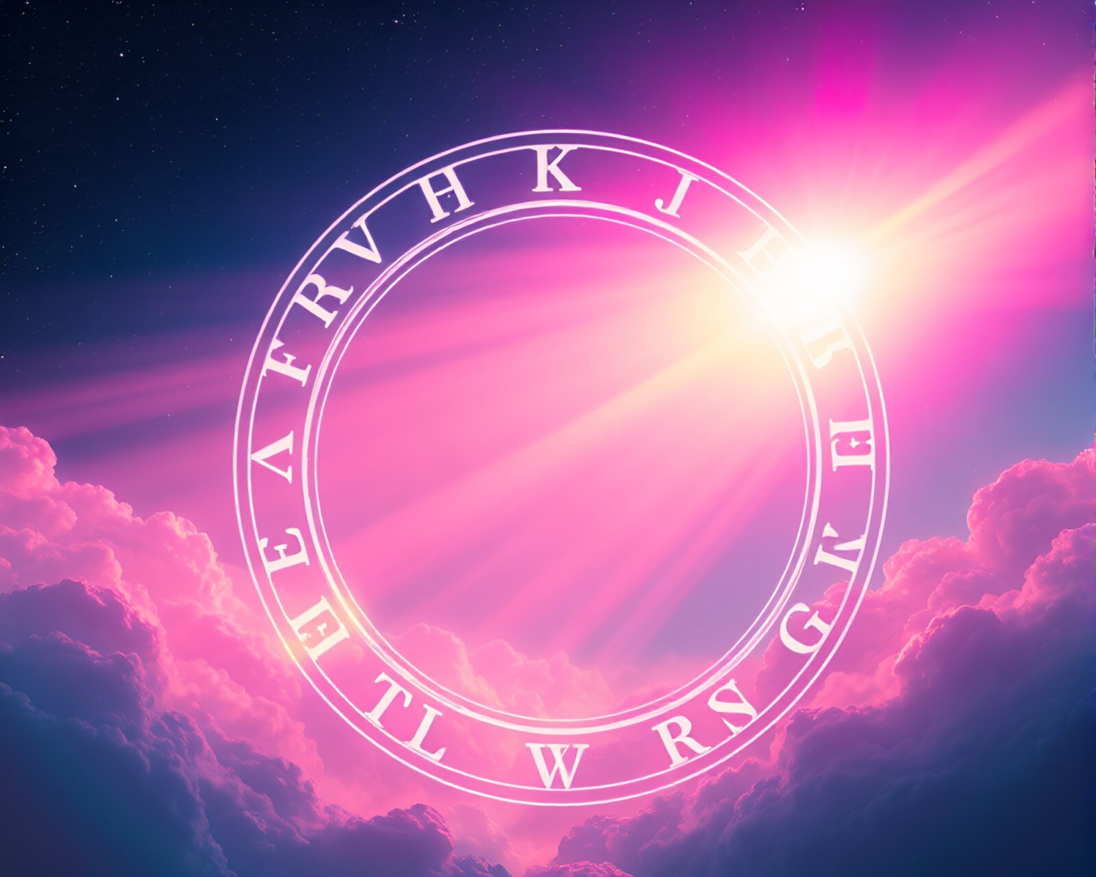 Vaporwave style rune inscriptions with majestic light beams
