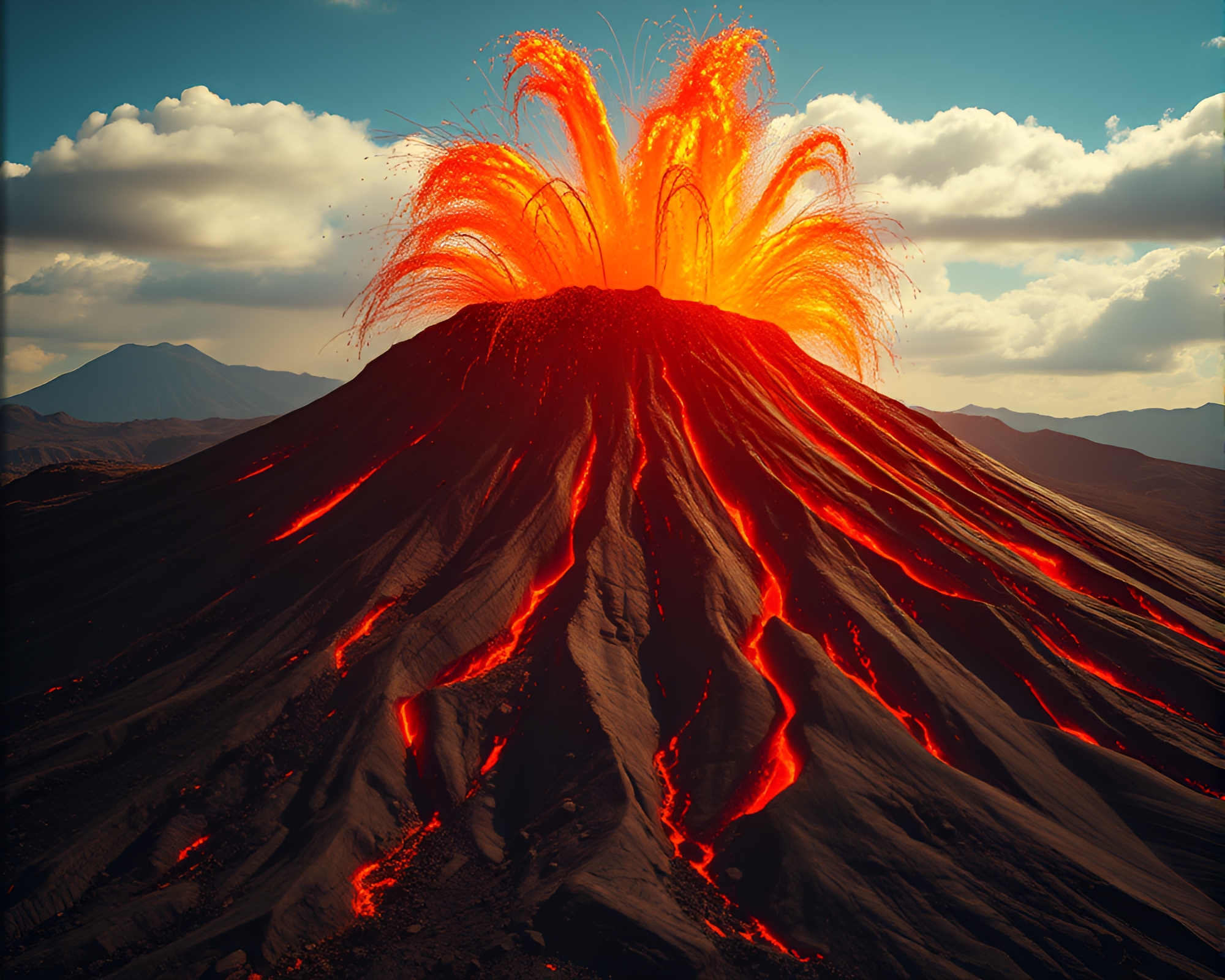 Mesmerizing Zoom Burst of Volcanic Eruption – free AI stock image