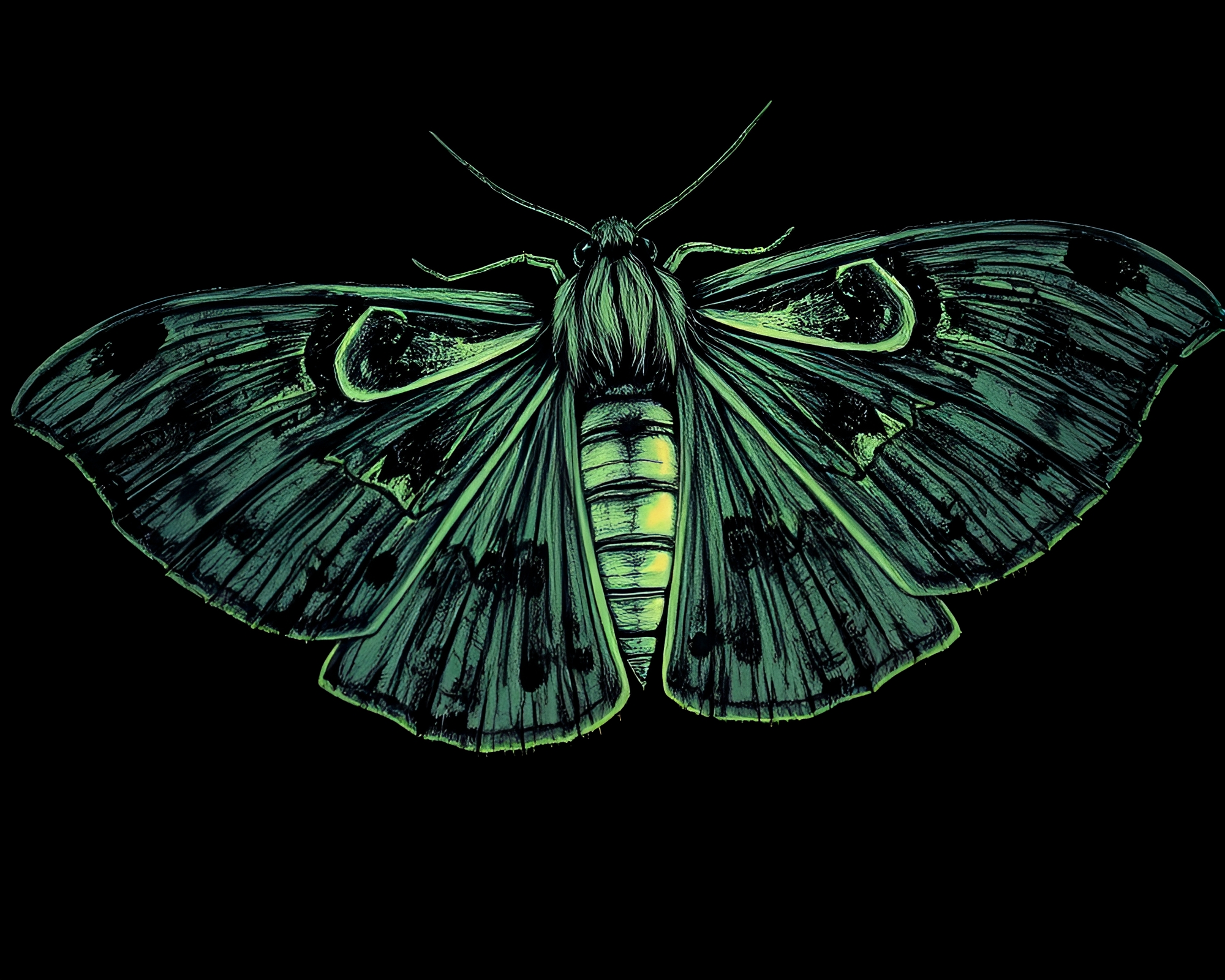 Ethereal Moth Glow in Charcoal Sketch Close-Up – free AI stock image