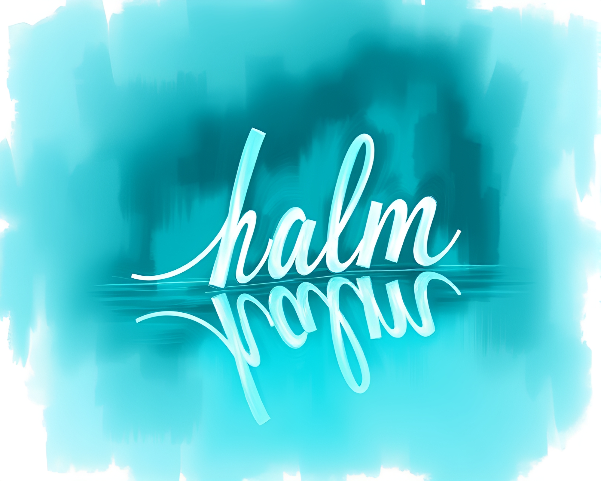 Turquoise Reflections: Handwritten Letters in Mirror Shards – free AI stock image