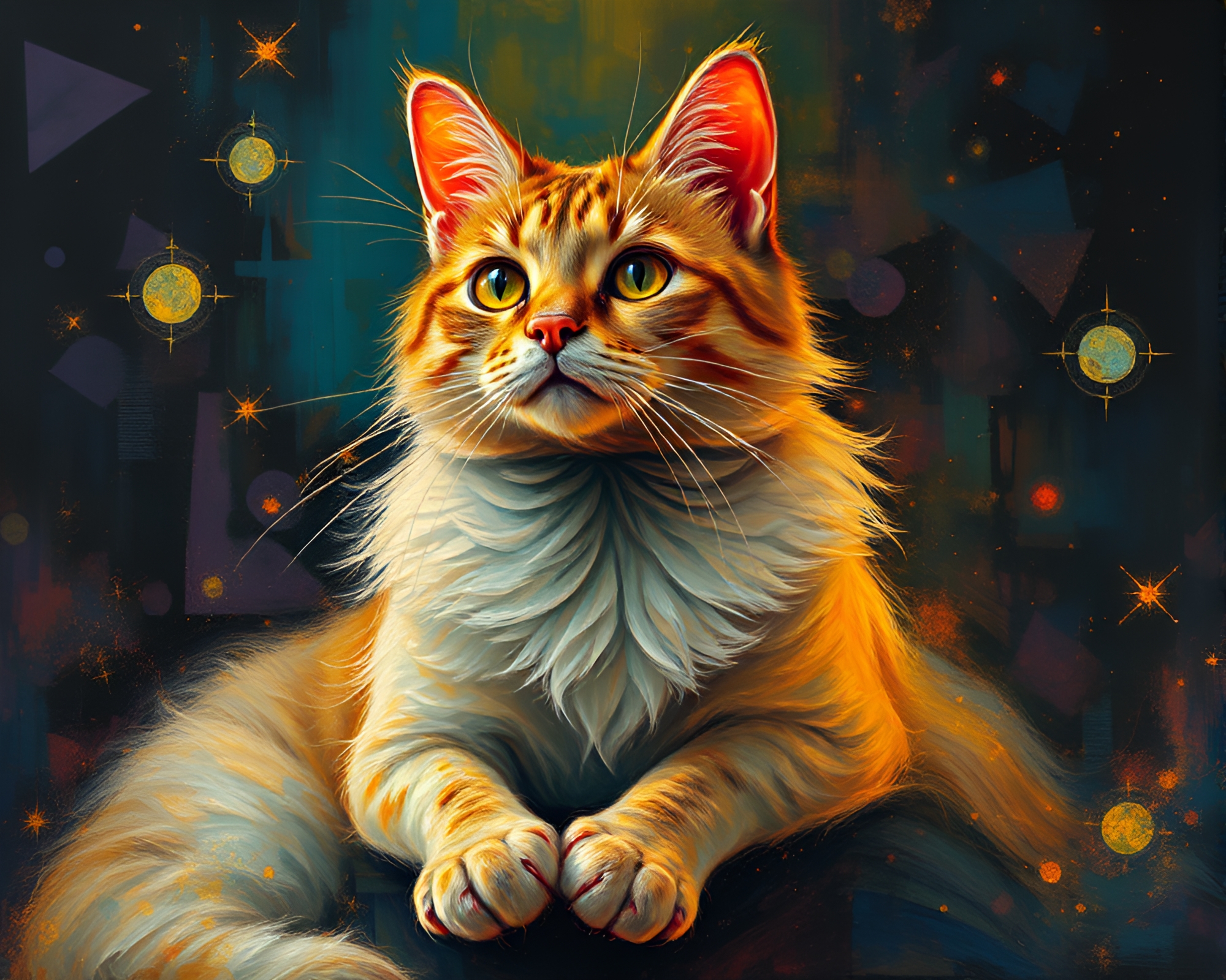 Schrodinger’s Cat in Fresco Opera House Illumination – free AI stock image