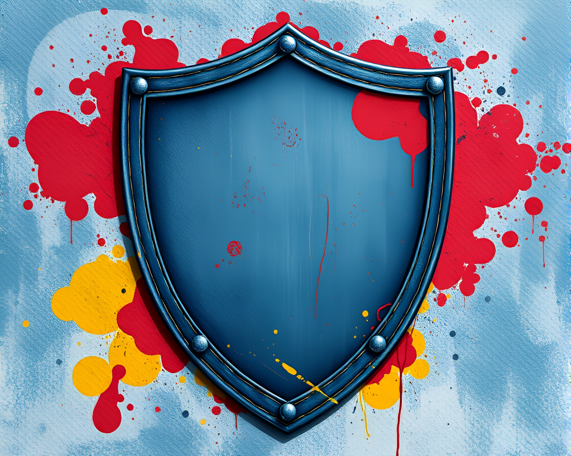 Abstract Shield Splatter: Faded Denim Fantasy – free AI stock image