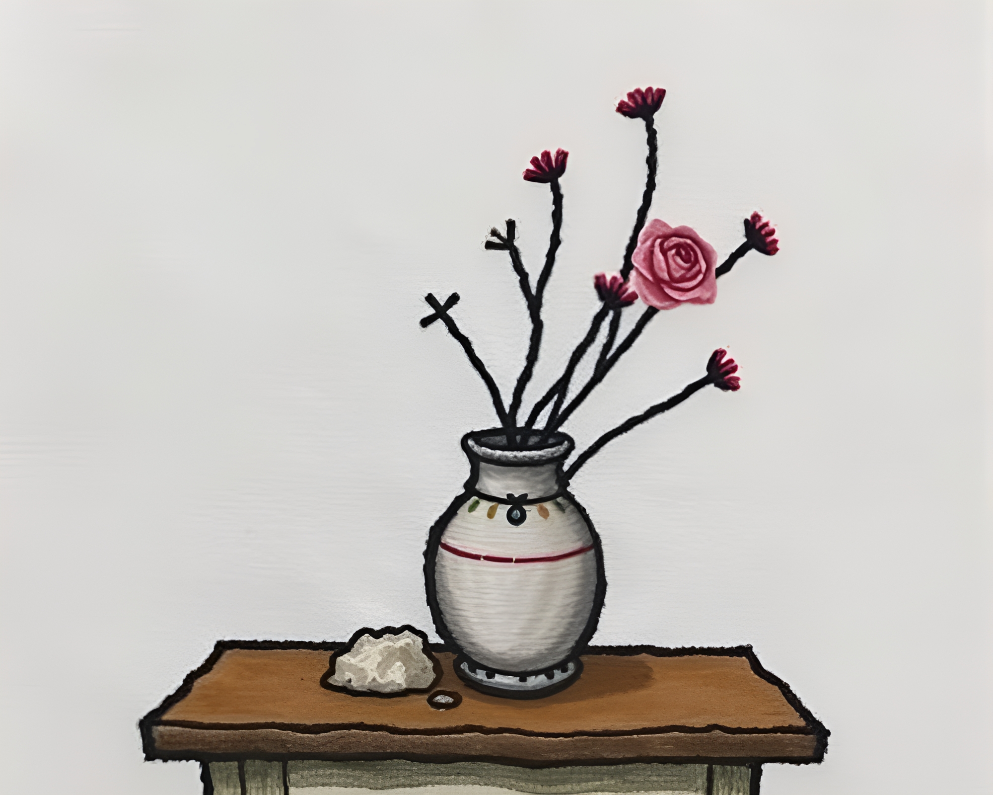 Pastel Vase Embroidered in Basement Gloom – free AI stock image