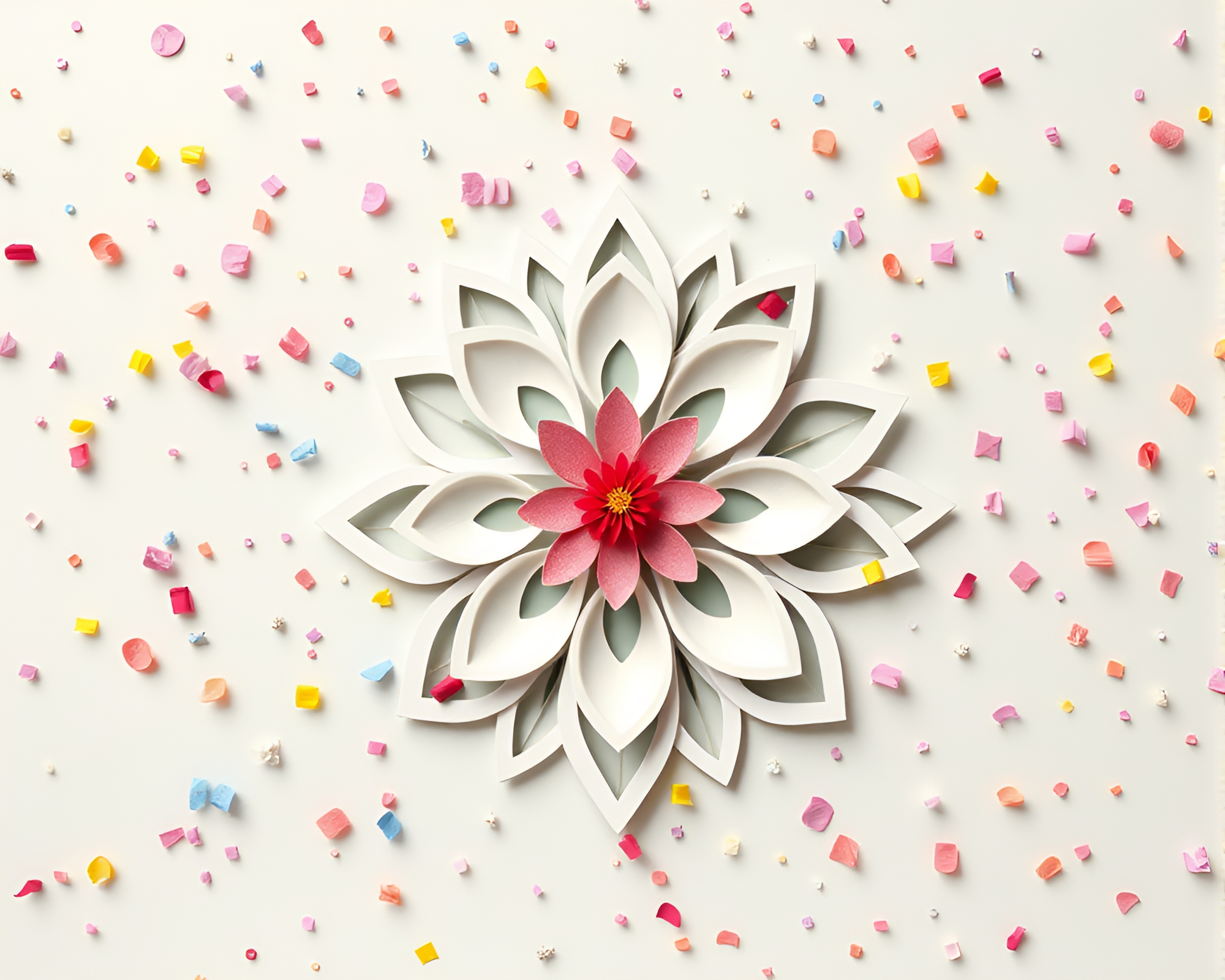 Intricate Spring Blossom Confetti Burst – free AI stock image