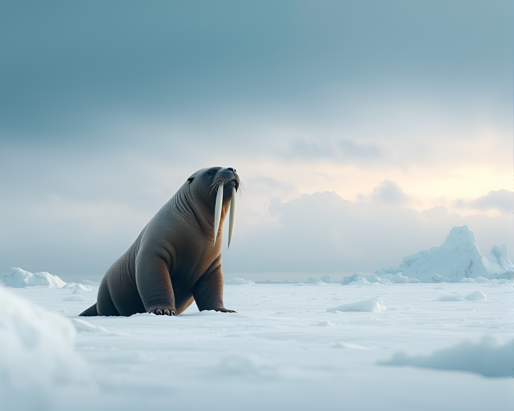 Antarctic Walrus in Rule of Thirds Digital Painting – free AI stock image