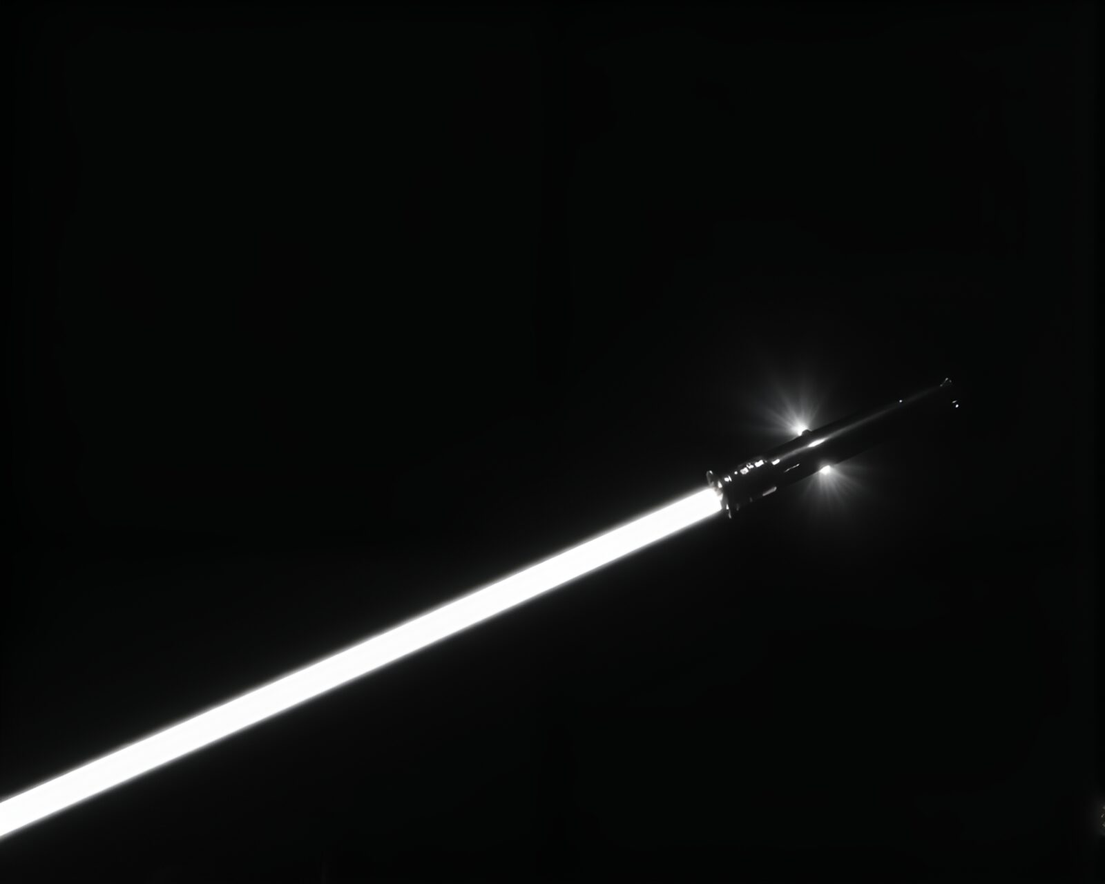 Monochrome image with soft shadows of a laser sword