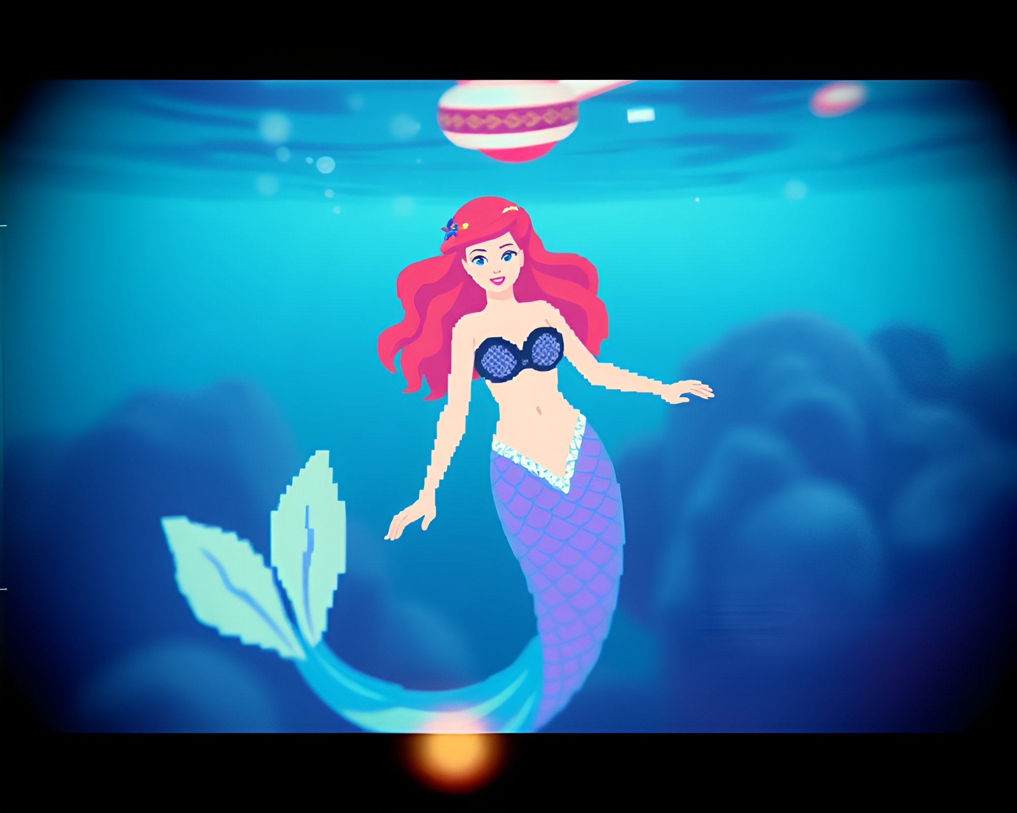 Enchanting Split Focus Mermaid in Pixelated 16-bit Style – free AI stock image