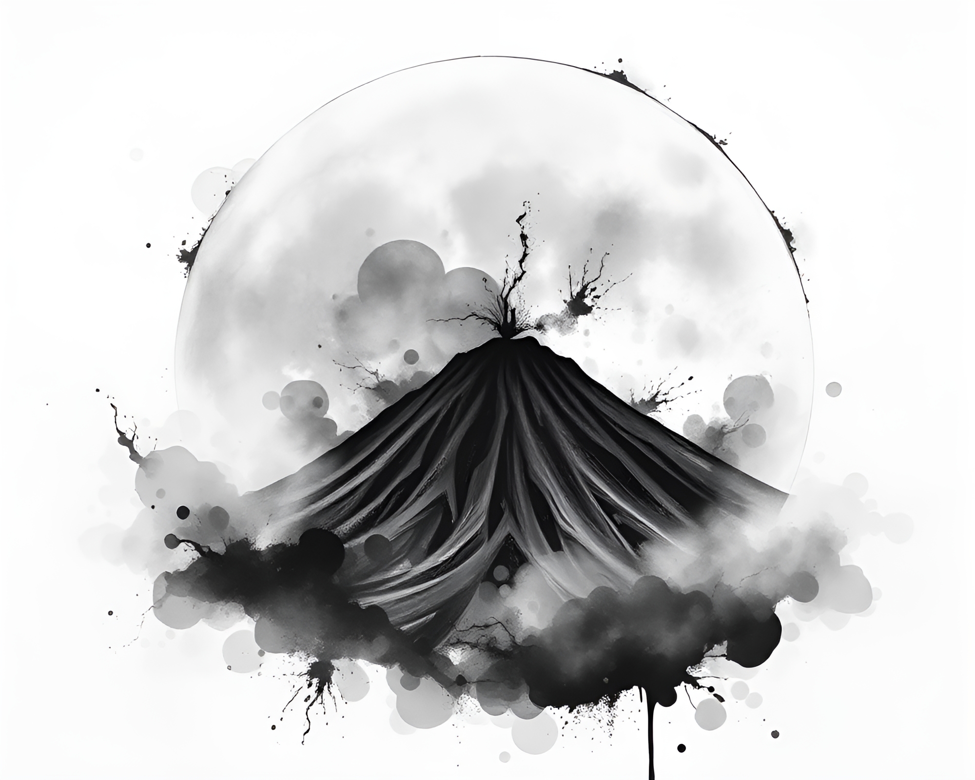 Ink Splashes in Lunar Crater Landscape – free AI stock image