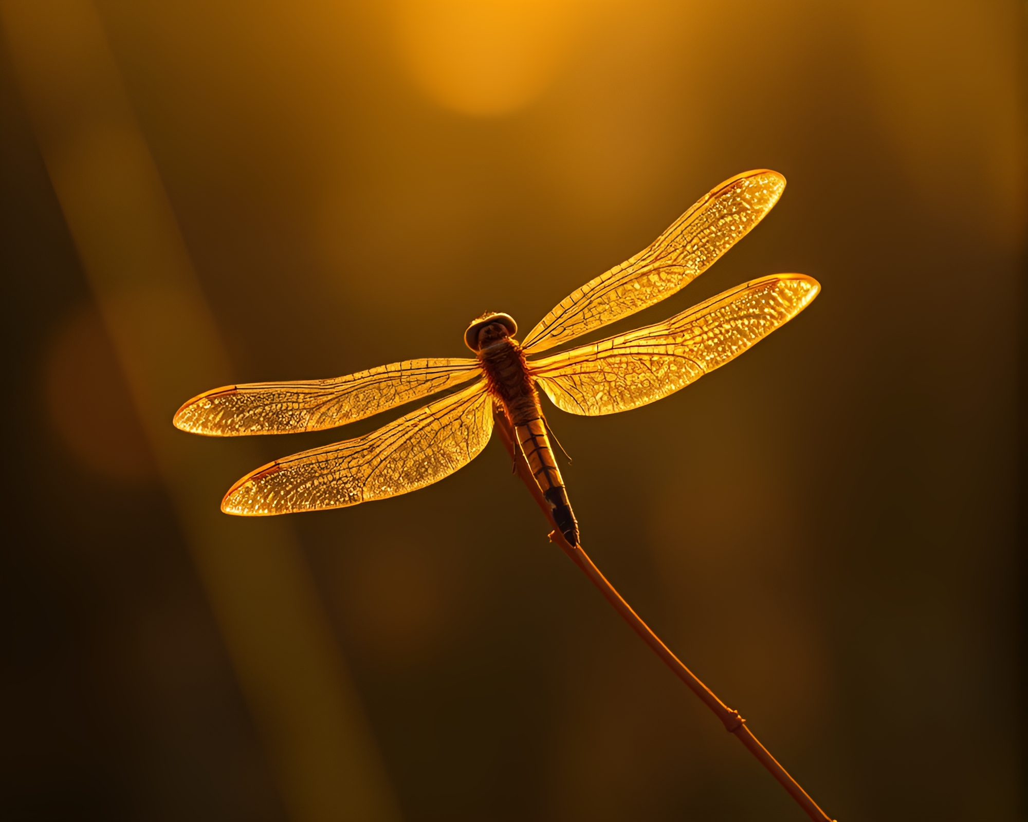 Dragonfly Barcode in Golden Hour Rainbow Light – free AI stock image