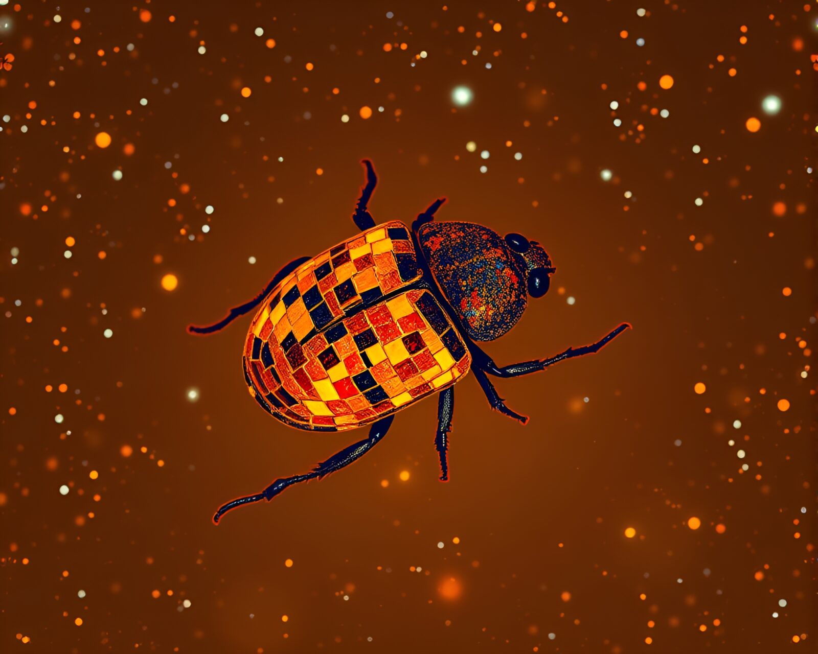 Spectacular thermal image of beetle mosaic under night sky