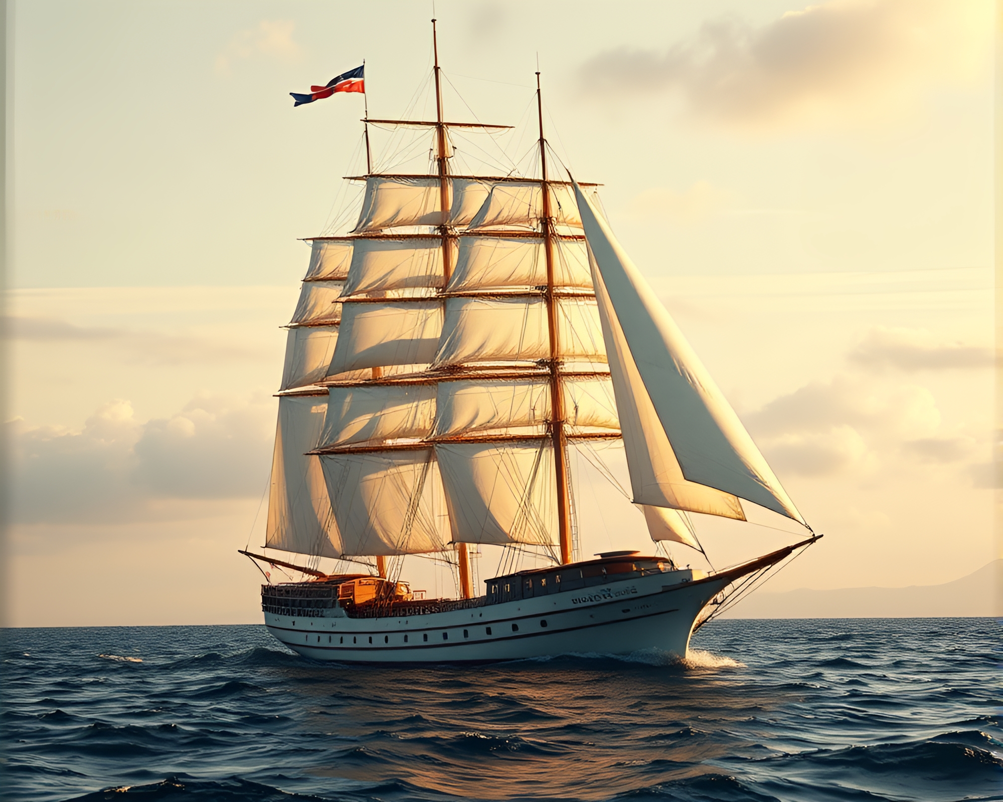 Enigmatic Sailing Ship in Ambient Occlusion Light – free AI stock image
