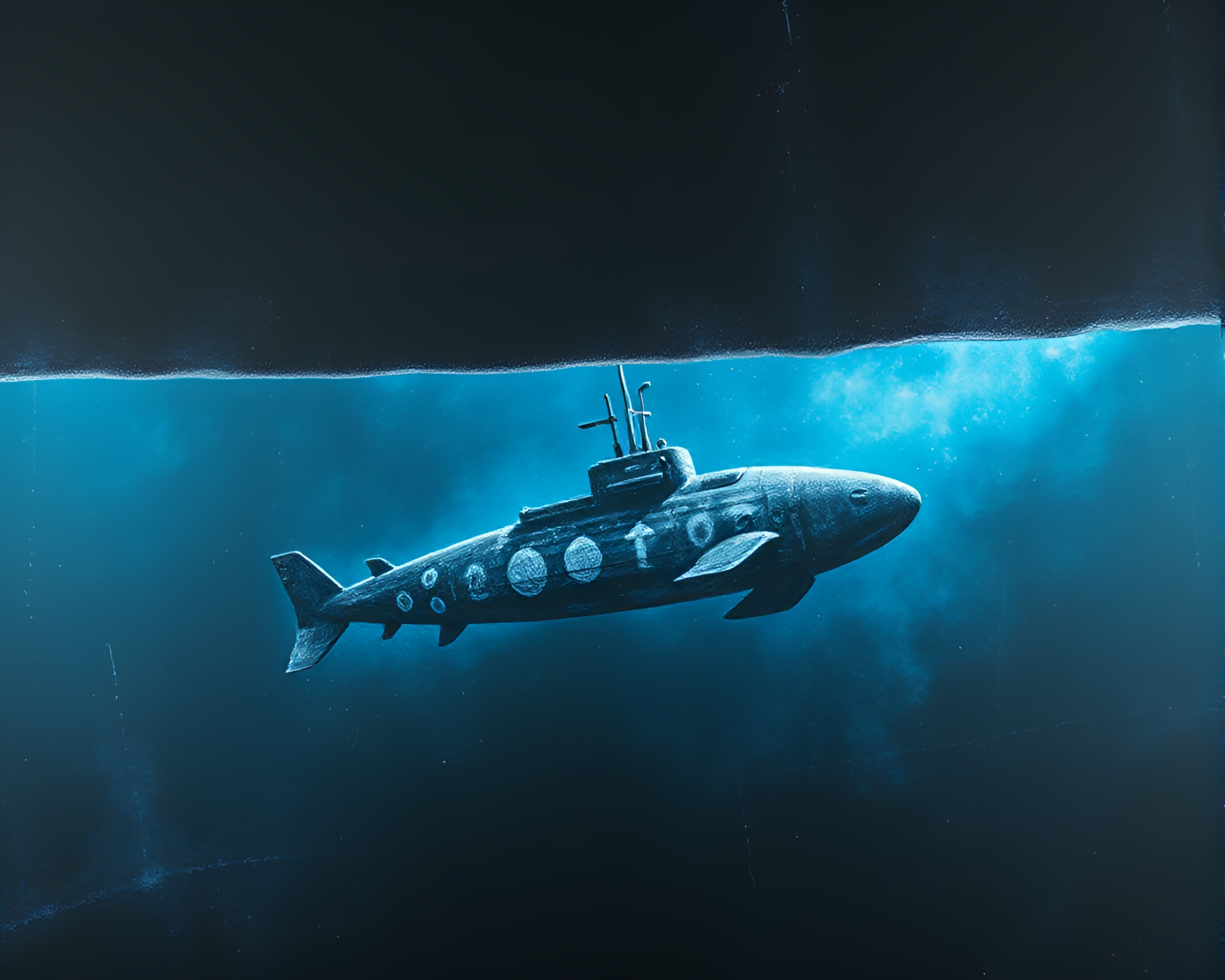 Submarine Underwater Sorcery Chalk Drawing Composition – free AI stock image