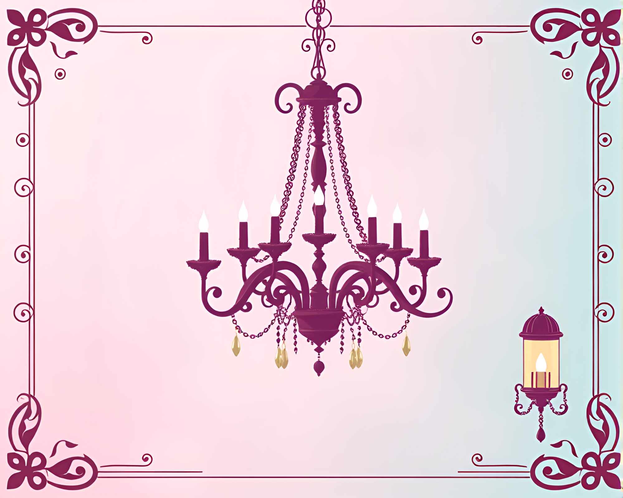 Steampunk Gothic Chandelier Vignette Illustration – free AI stock image