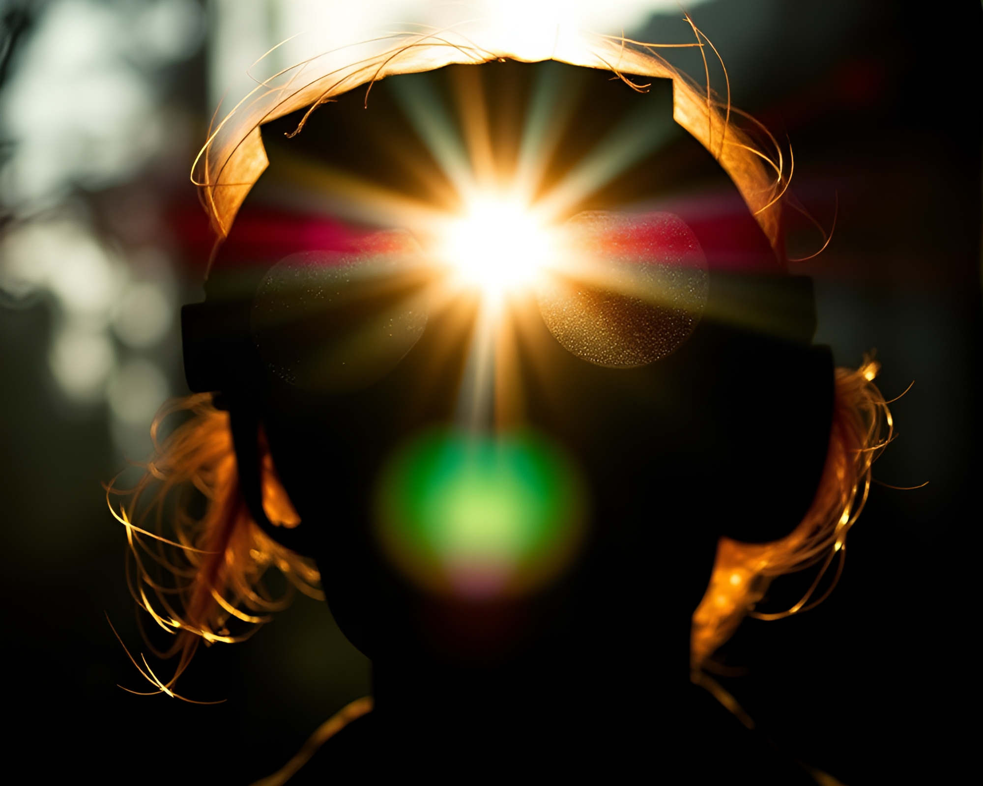 Steampunk Goggles Solar Flare Glow Silhouette Art – free AI stock image