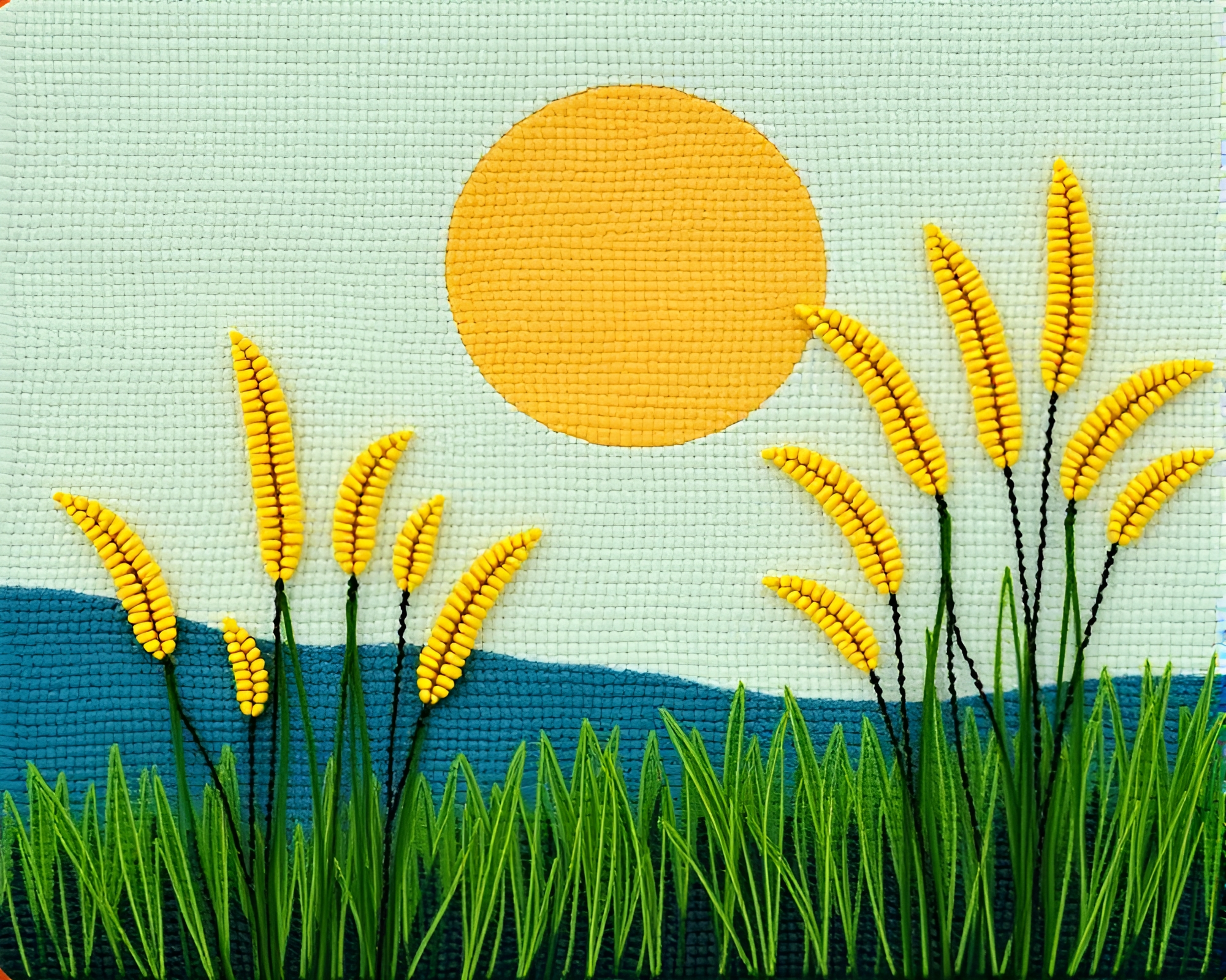 Savannah Grass Beadwork Divisionism Art – free AI stock image